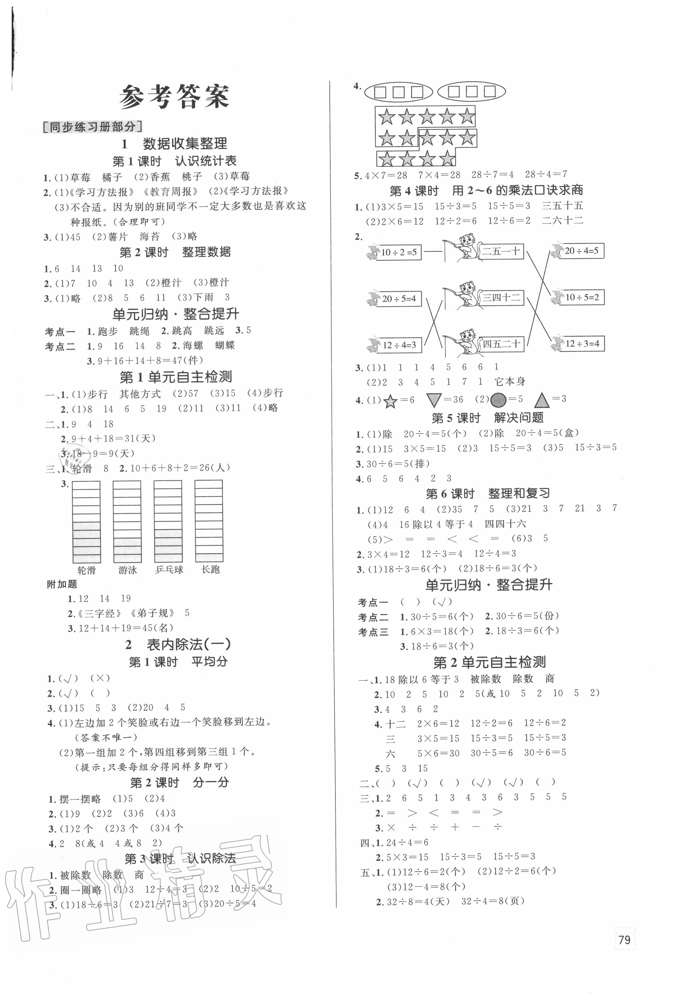 2020年黃岡名師天天練二年級數(shù)學(xué)下冊人教版 第1頁