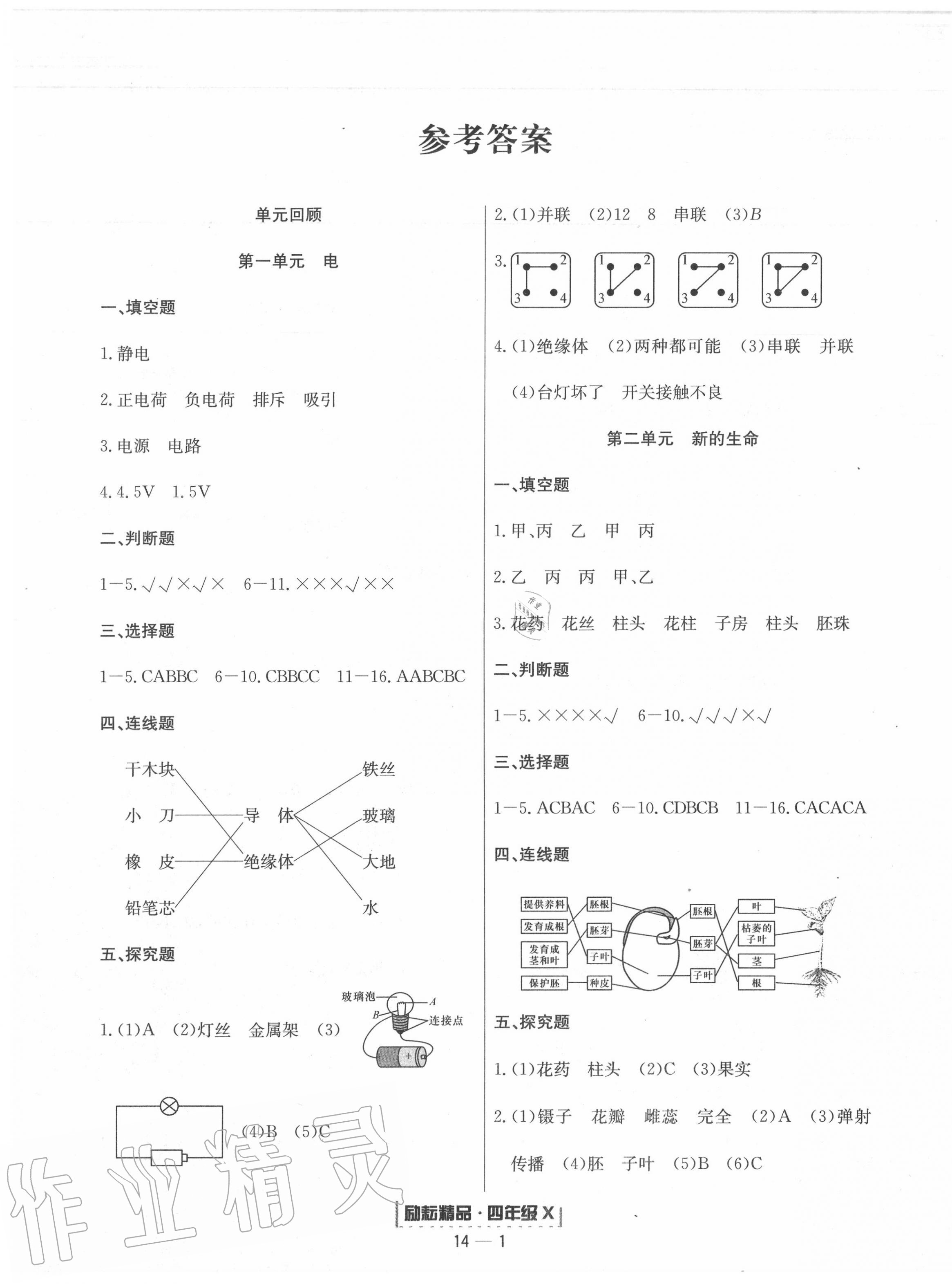 2020年勵耘書業(yè)浙江新期末四年級科學下冊教科版 第1頁