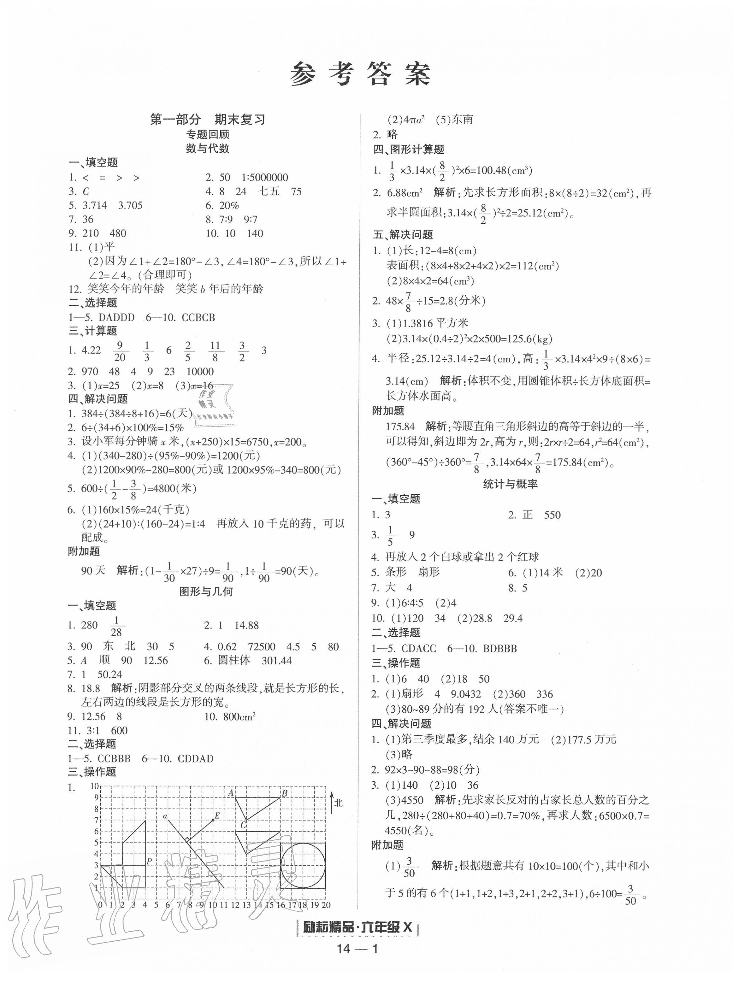 2020年励耘书业浙江新期末六年级数学下册人教版 第1页