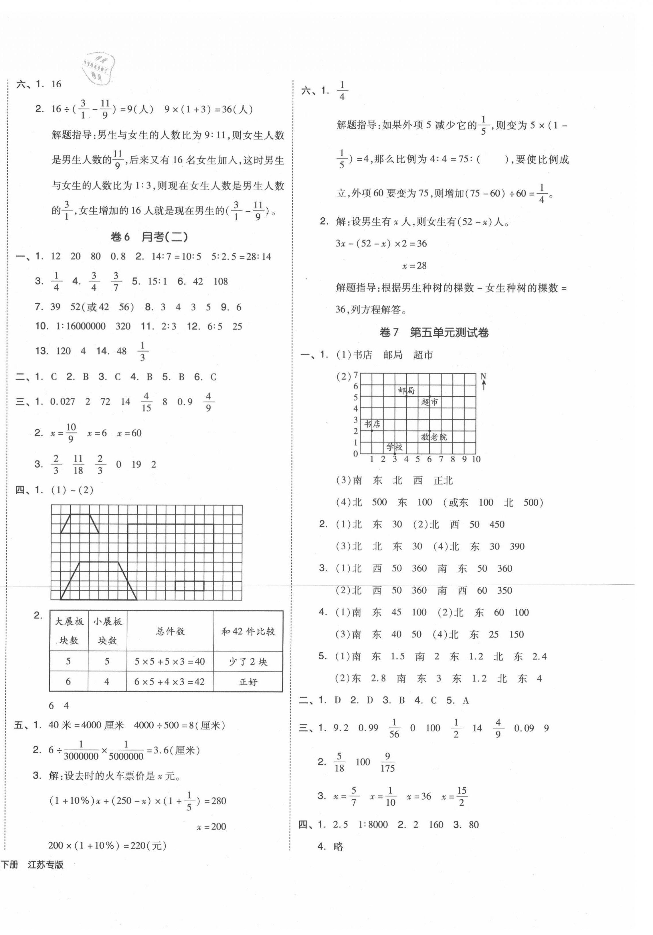 2020年同步跟蹤期末沖刺小學(xué)全程同步學(xué)習(xí)高效測(cè)評(píng)卷六年級(jí)數(shù)學(xué)下冊(cè)蘇教版 第4頁(yè)