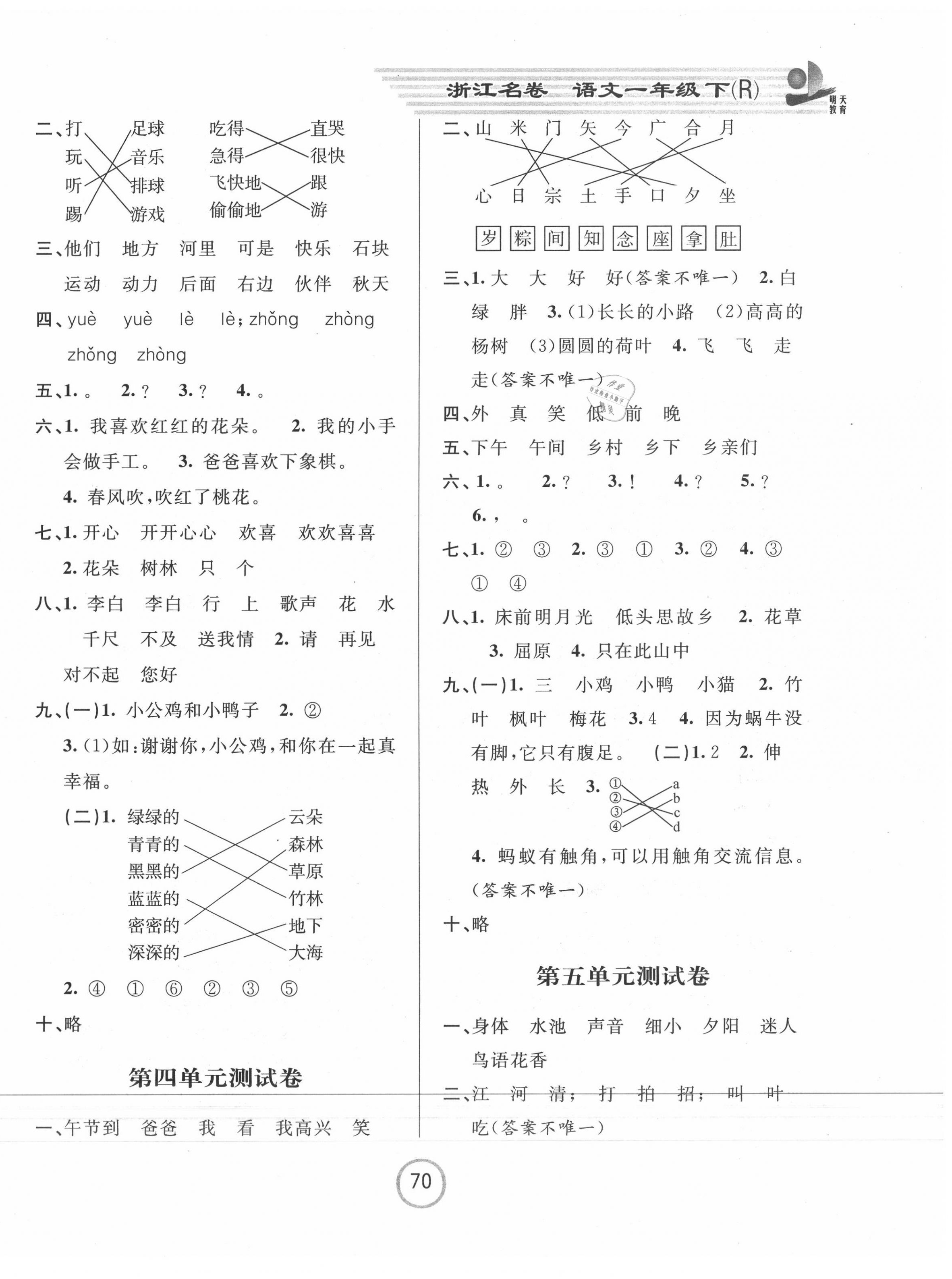 2020年浙江名卷一年级语文下册人教版 第2页