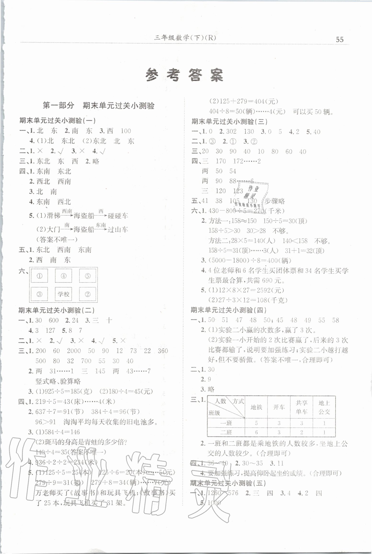 2020年黄冈小状元满分冲刺微测验三年级数学下册人教版 第1页