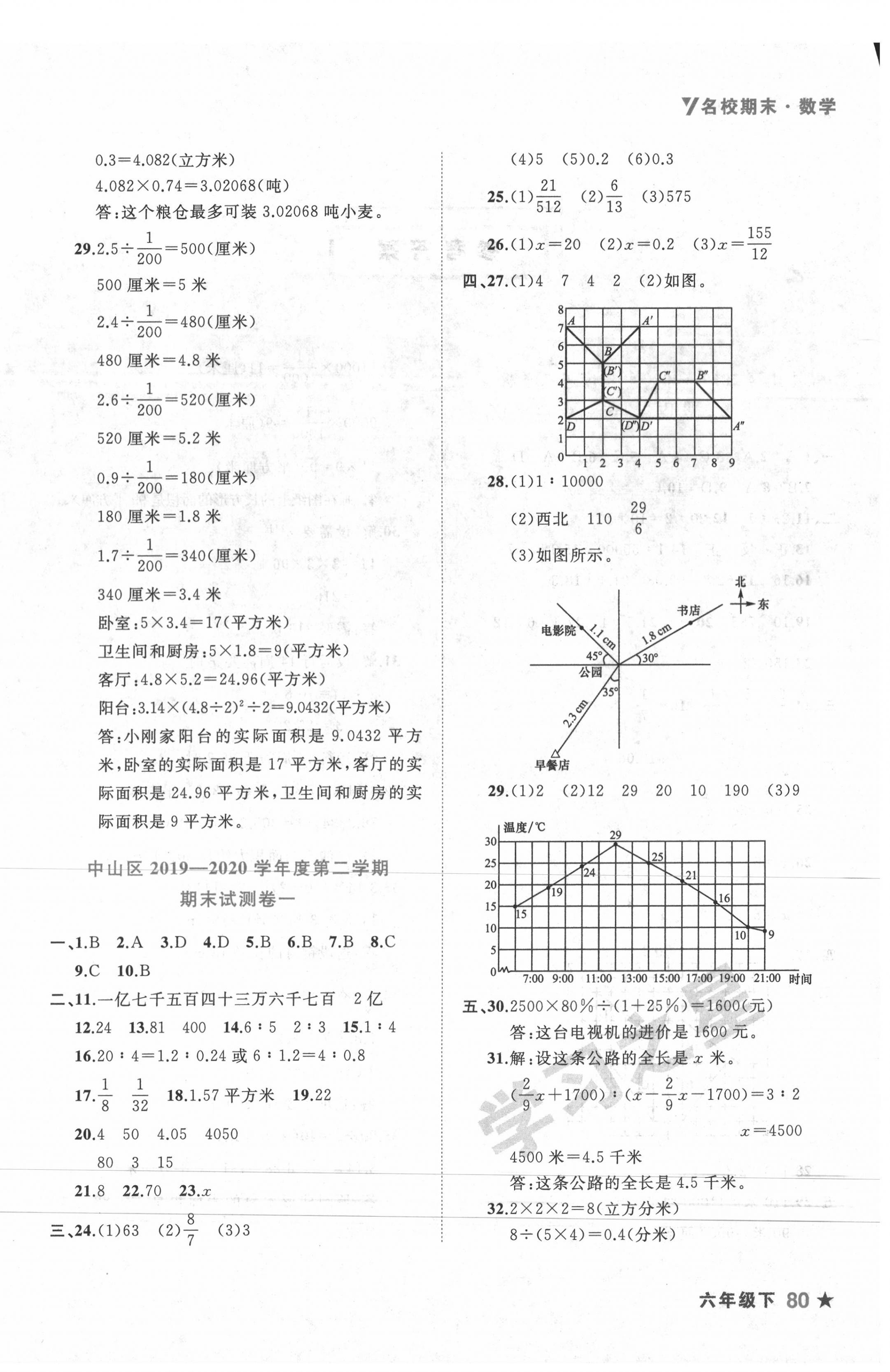 2020年名校期末六年級數學下冊北師大版 第4頁