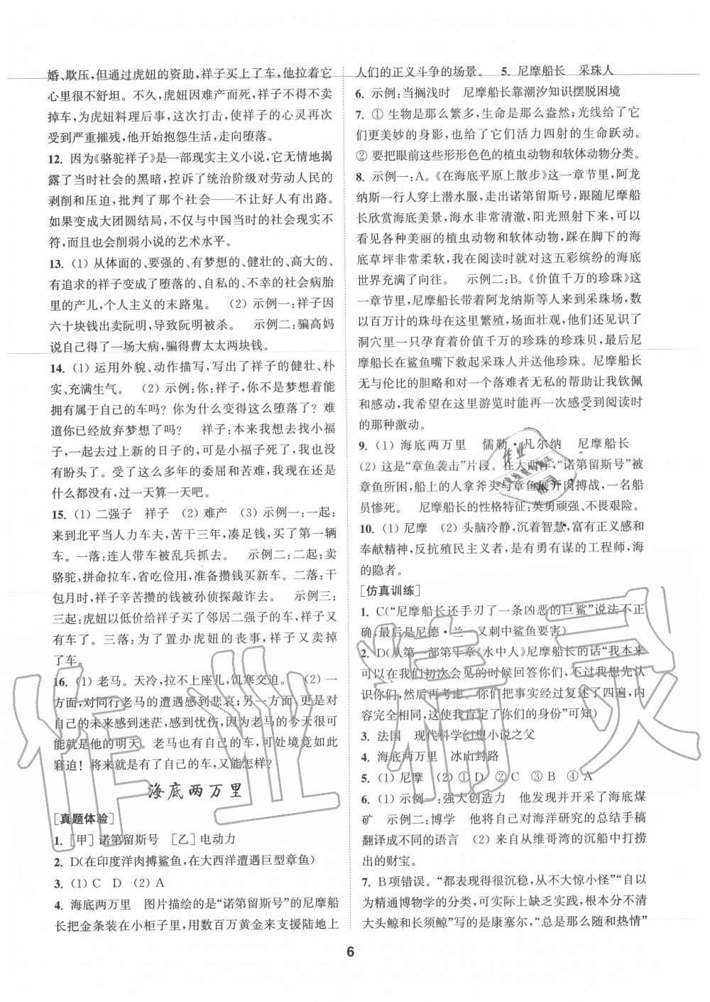 2020年通城學(xué)典中考名著導(dǎo)讀與精練 參考答案第6頁