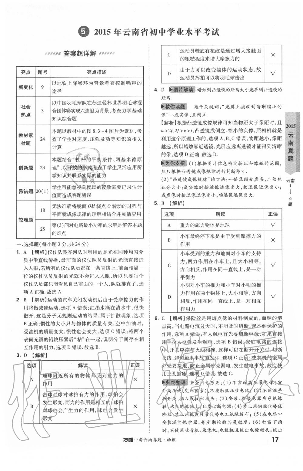 2020年萬唯中考云南真題物理 第17頁