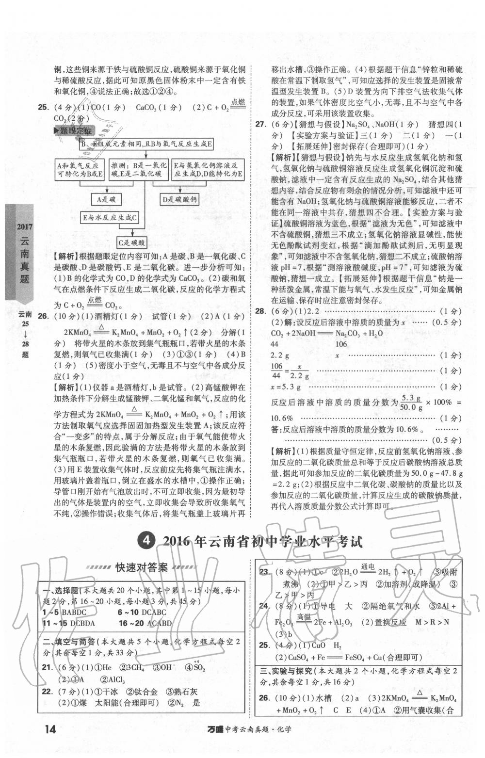 2020年萬(wàn)唯中考云南真題化學(xué) 第14頁(yè)