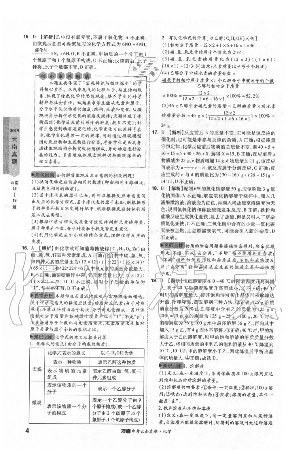 2020年萬唯中考云南真題化學 第4頁