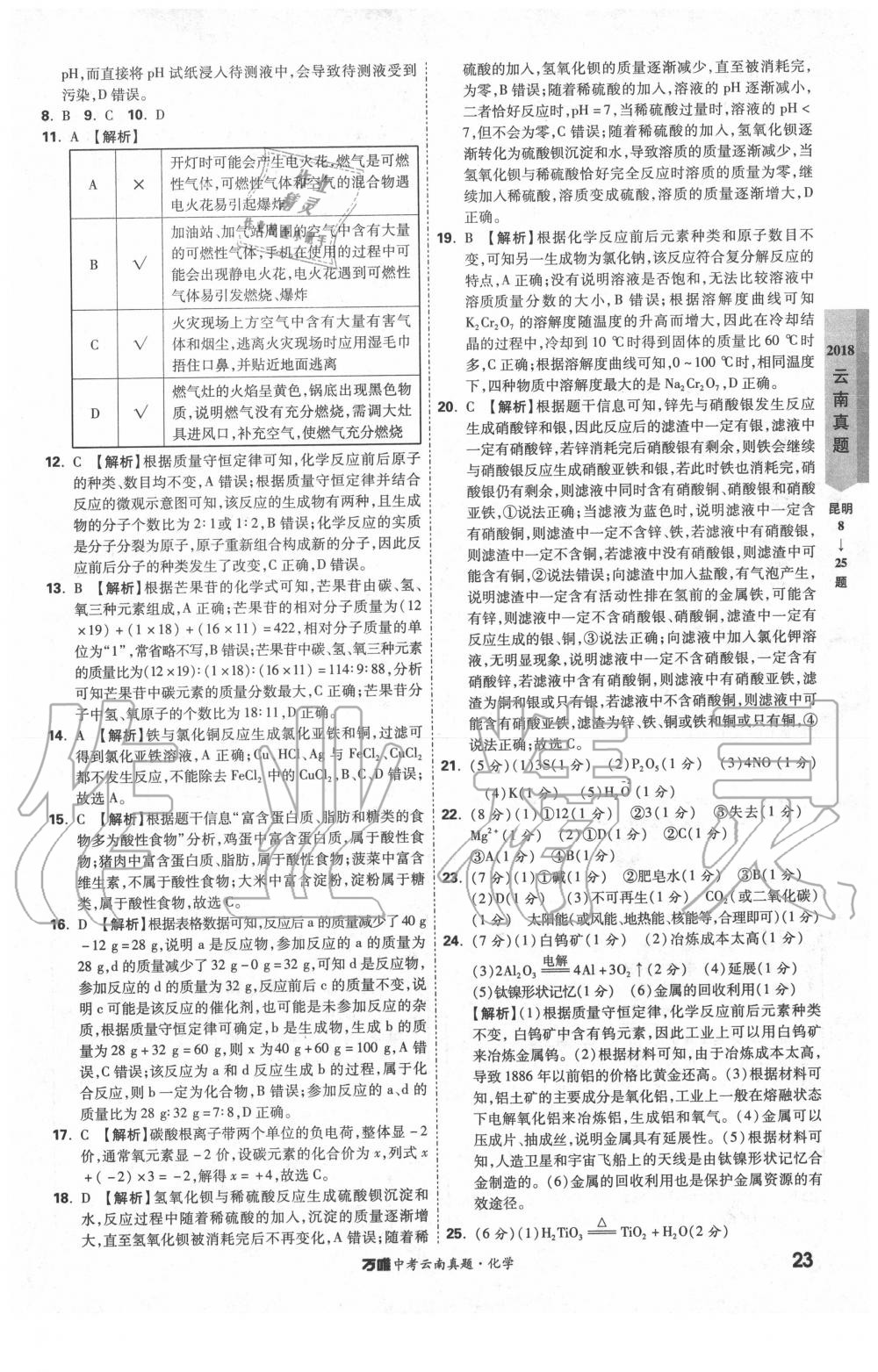 2020年萬唯中考云南真題化學 第23頁