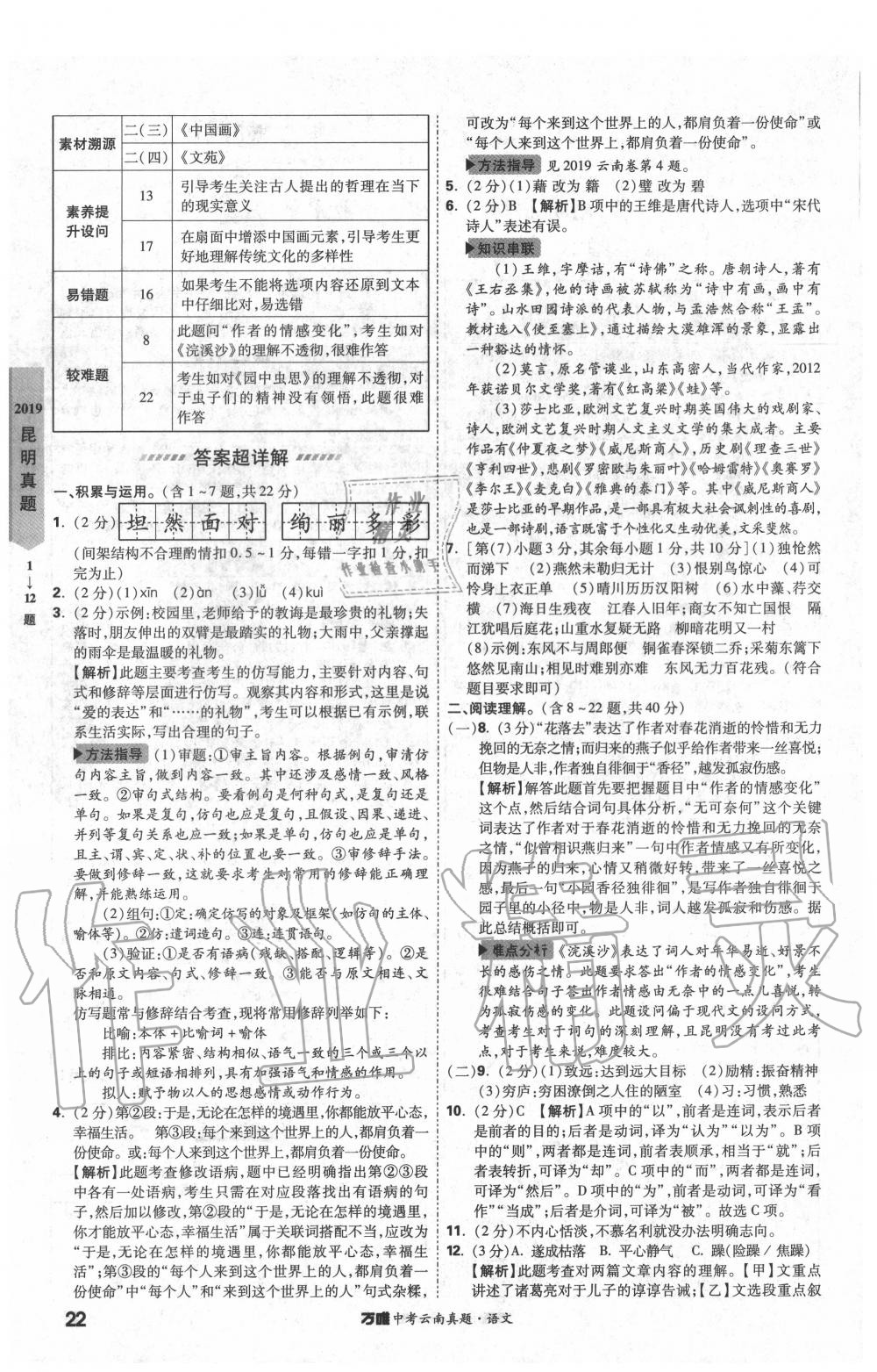 2020年萬唯中考云南真題語文 第22頁