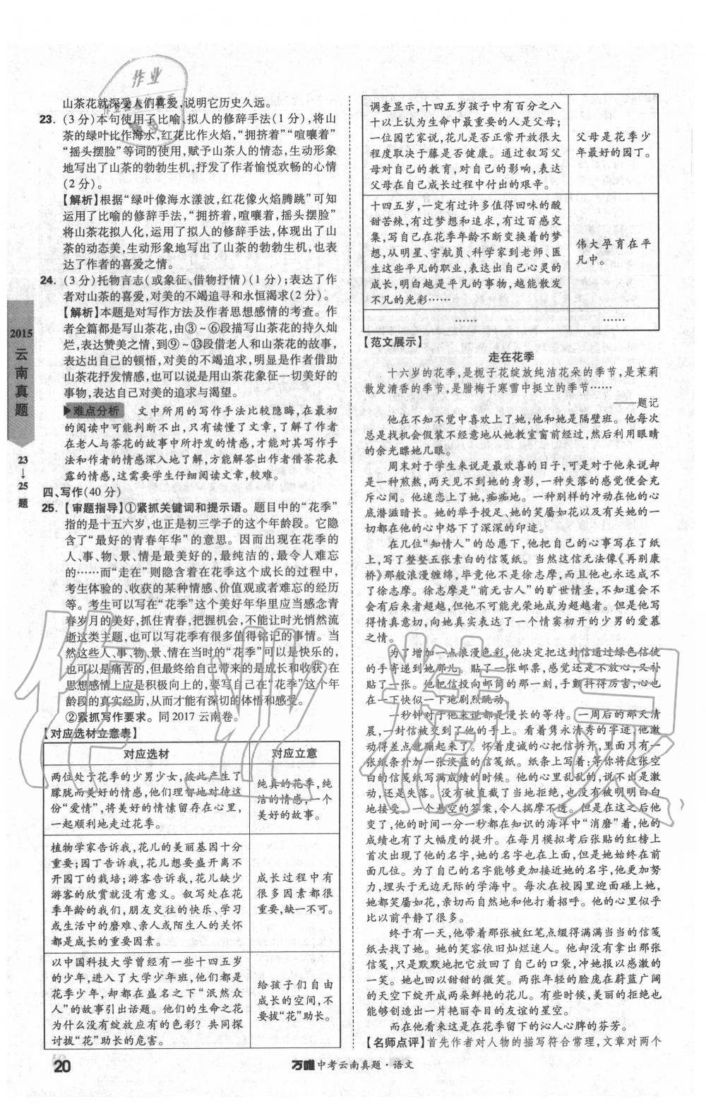2020年萬唯中考云南真題語文 第20頁