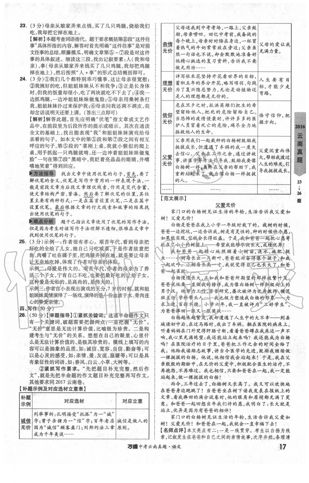 2020年萬(wàn)唯中考云南真題語(yǔ)文 第17頁(yè)