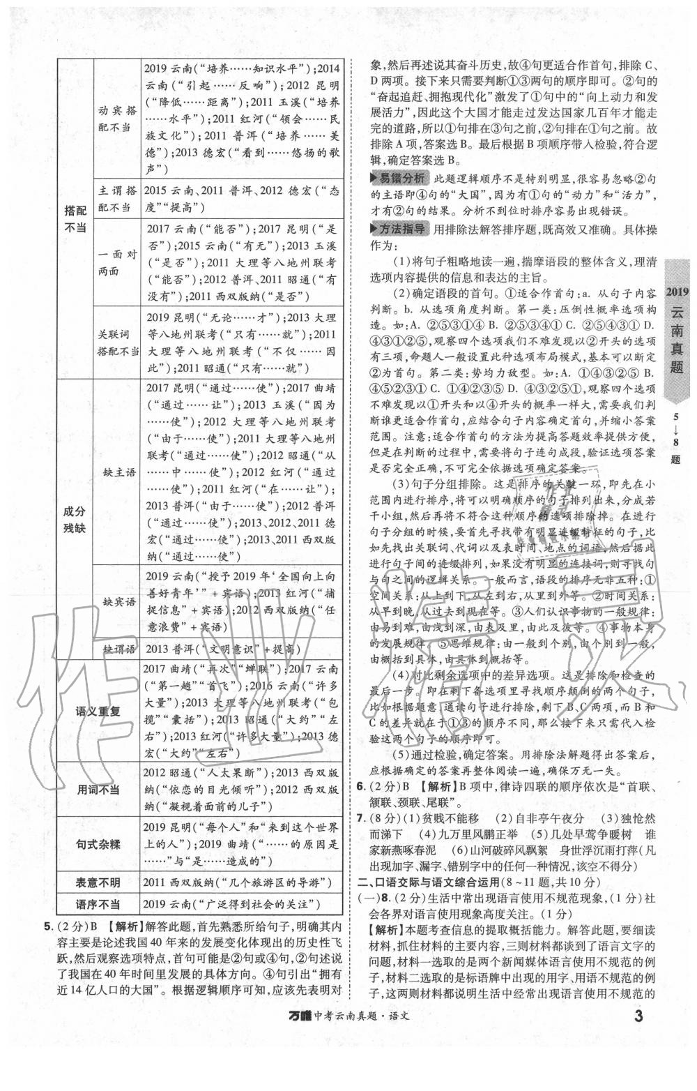 2020年萬唯中考云南真題語文 第3頁