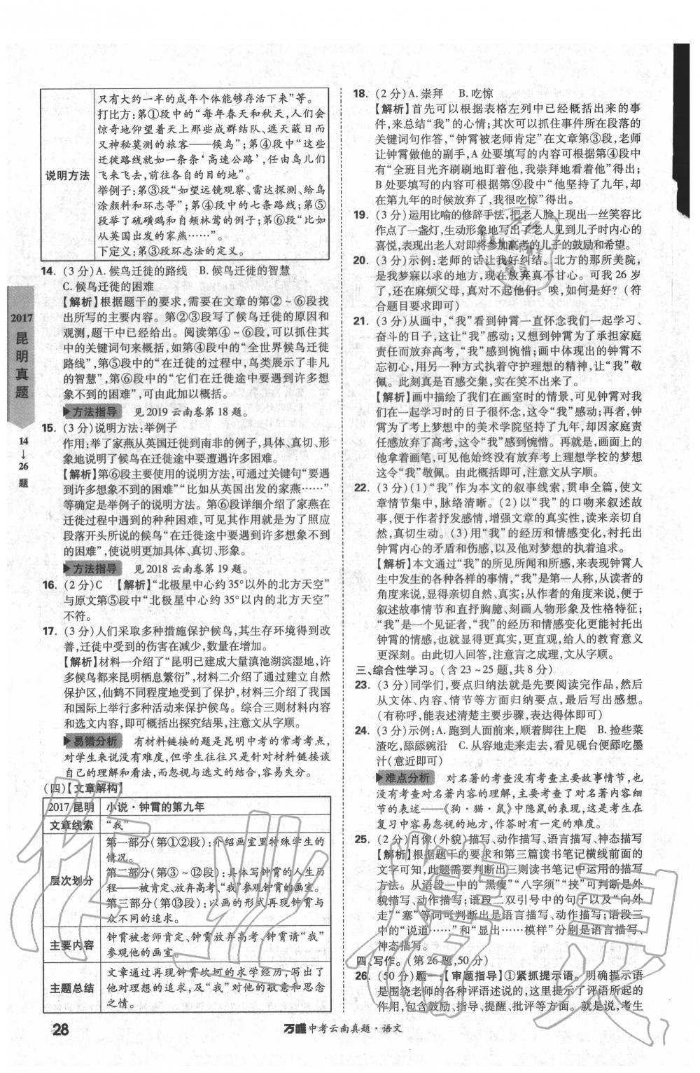 2020年萬唯中考云南真題語文 第28頁