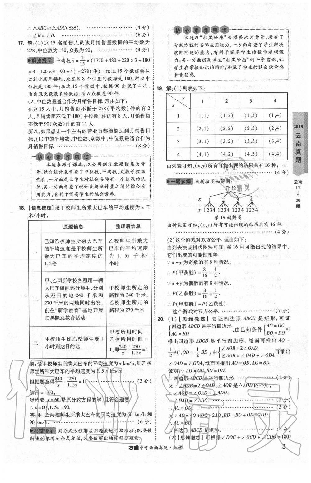 2020年萬(wàn)唯中考云南真題數(shù)學(xué) 第3頁(yè)