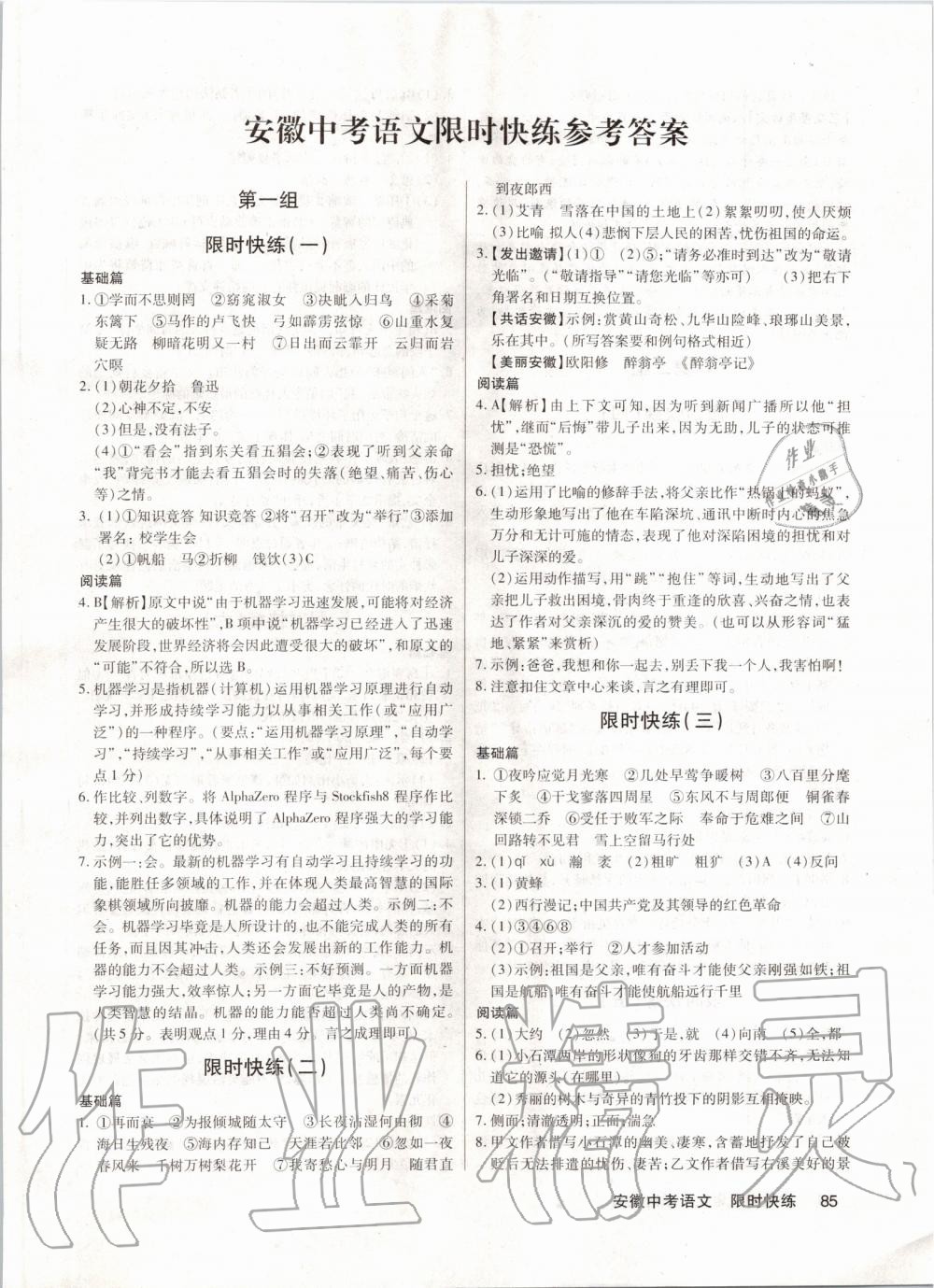 2020年中考語文限時快練語文 第1頁