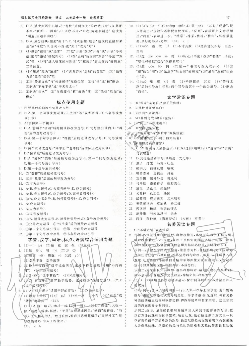 2019年全程檢測(cè)卷九年級(jí)語(yǔ)文全一冊(cè)人教版 第17頁(yè)