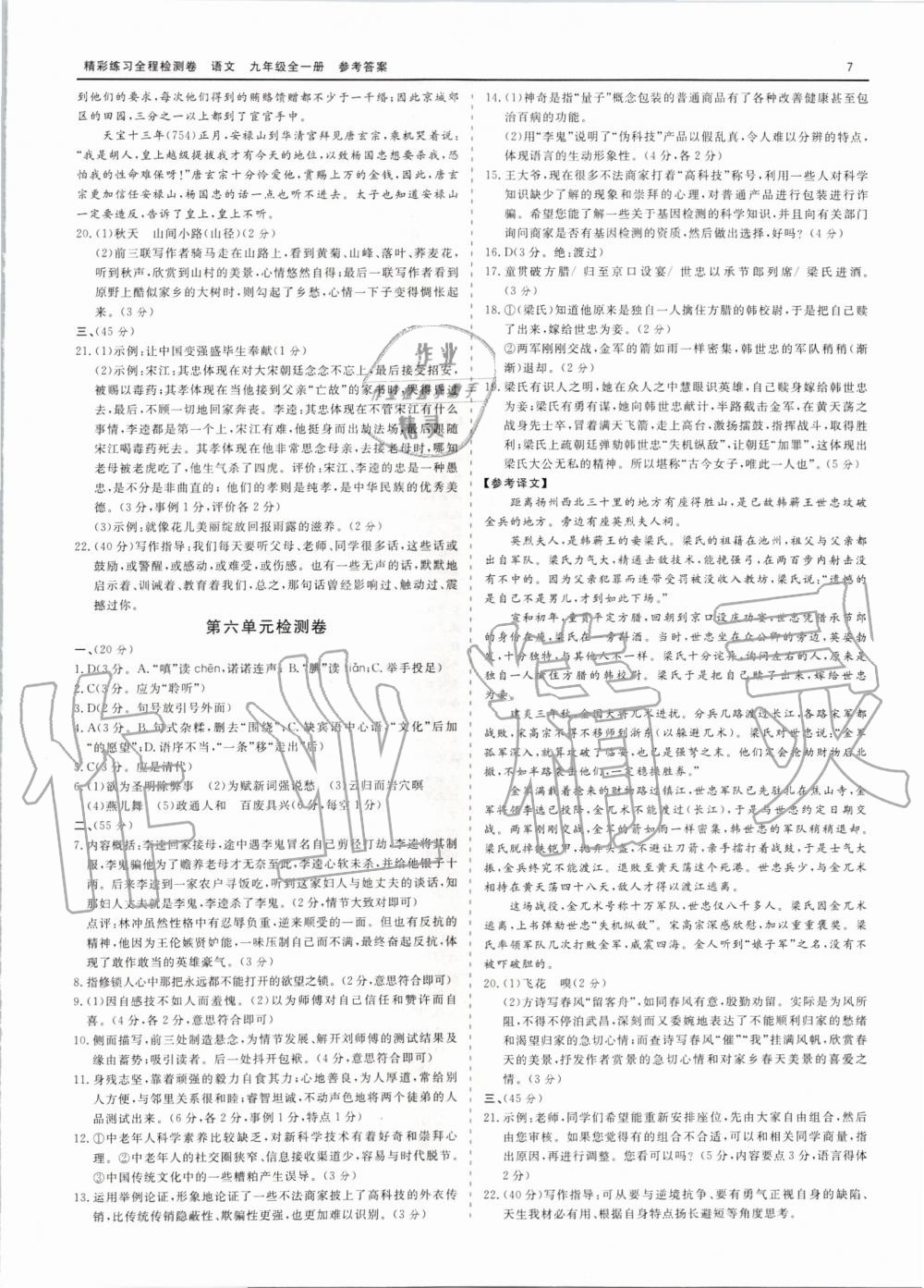 2019年全程檢測卷九年級(jí)語文全一冊(cè)人教版 第7頁