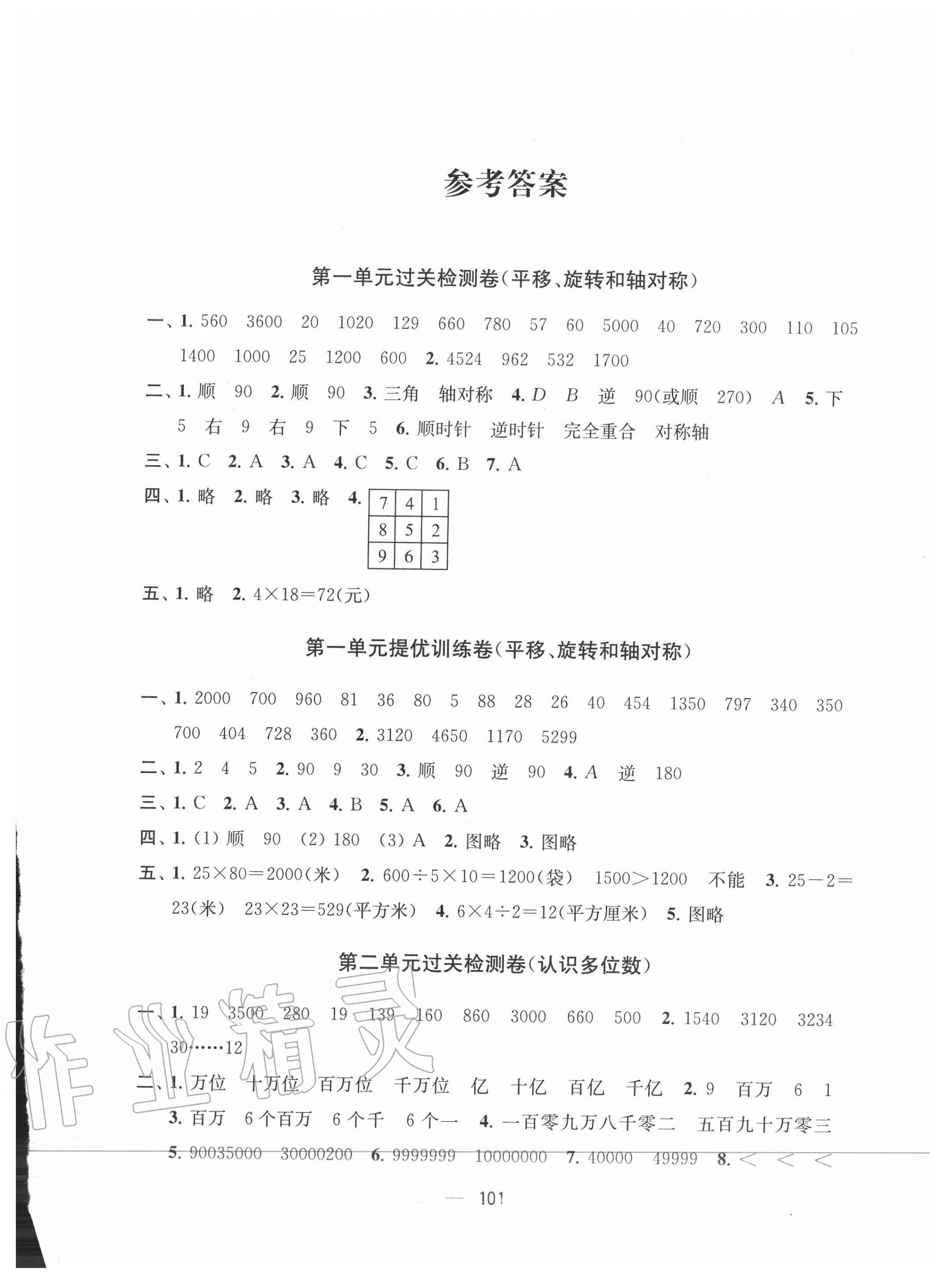2020年金鑰匙提優(yōu)大試卷四年級數(shù)學(xué)下冊蘇教版 第1頁