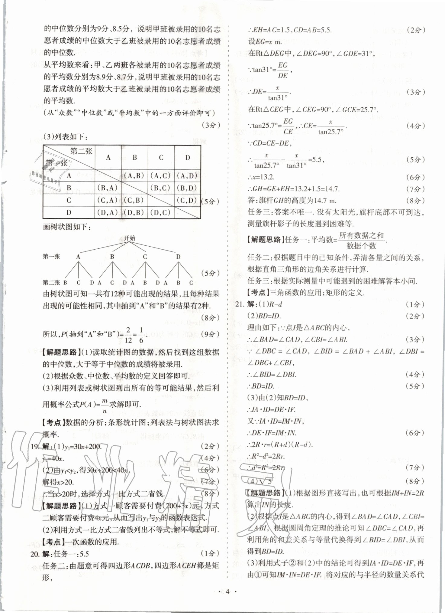 2020年山西中考試題匯編數(shù)學 參考答案第4頁