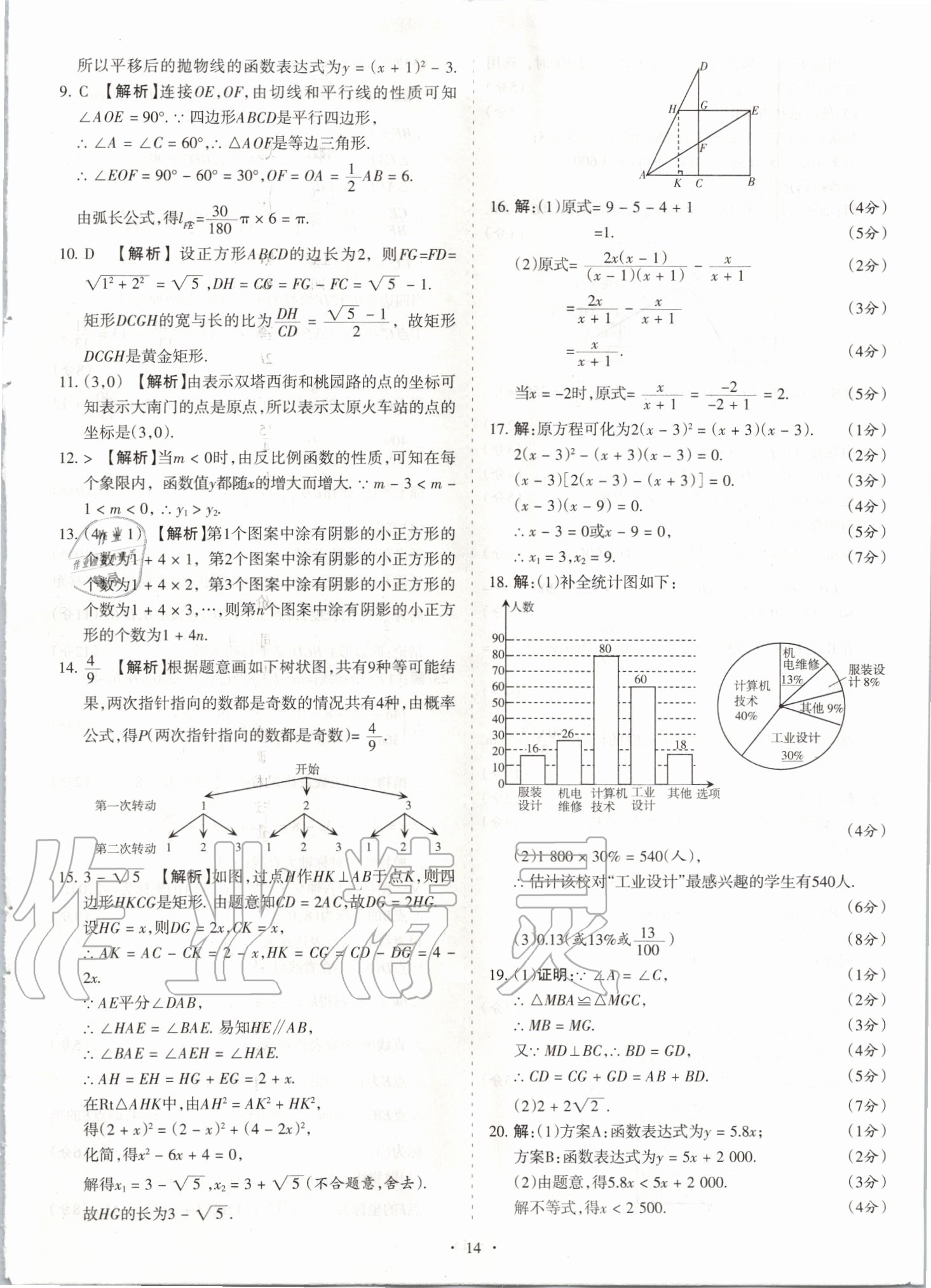 2020年山西中考試題匯編數(shù)學(xué) 參考答案第14頁