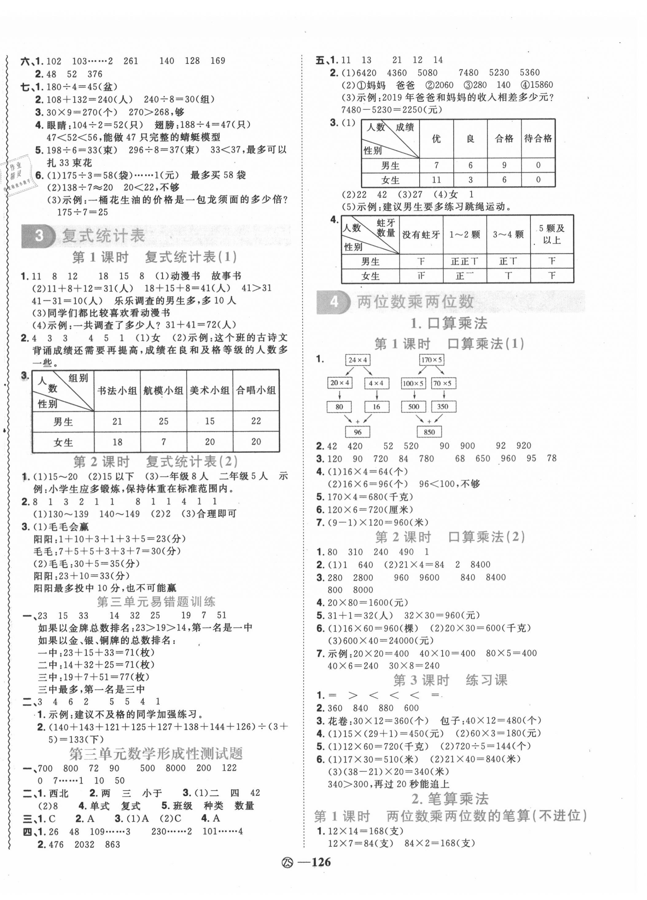 2020年阳光同学课时优化作业三年级数学下册人教版中山专版 第4页