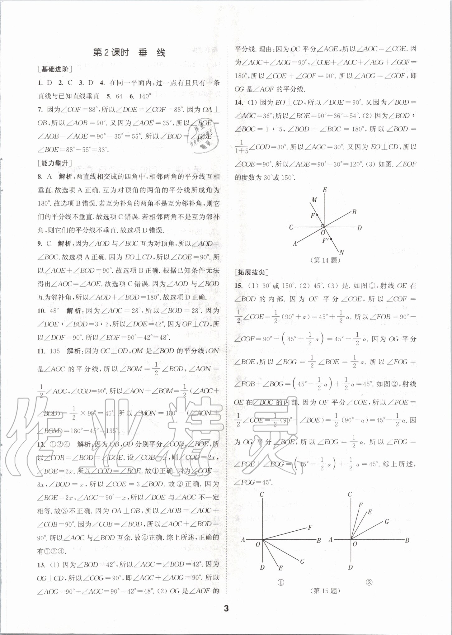 2020年拔尖特训七年级数学下册人教版 参考答案第2页