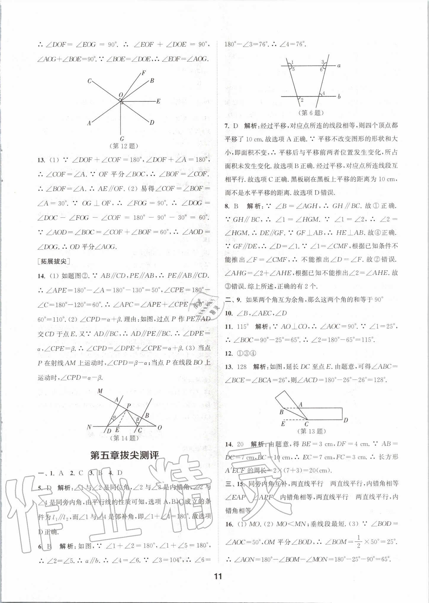 2020年拔尖特训七年级数学下册人教版 参考答案第10页