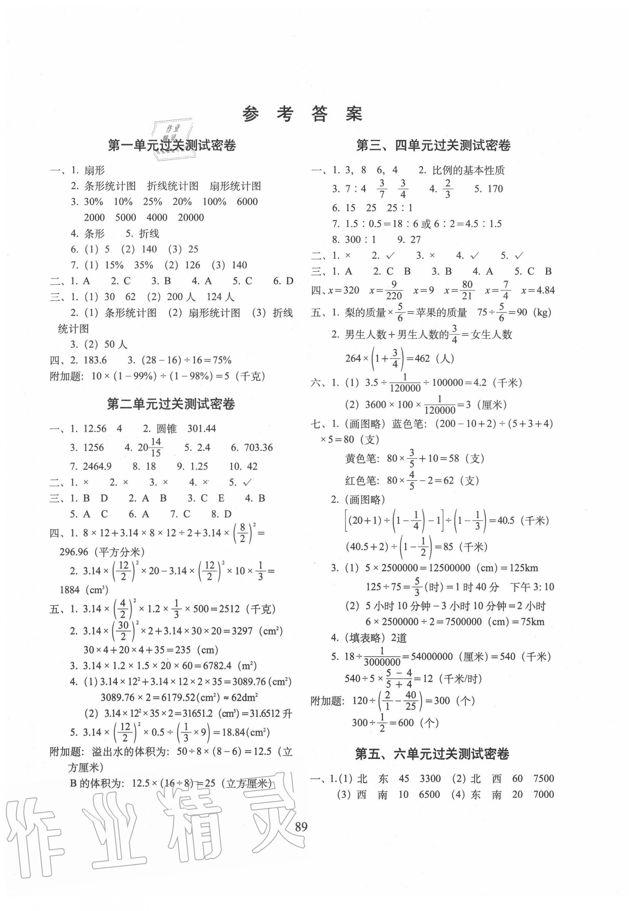 2020年期末冲刺100分完全试卷六年级数学下册苏教版 第1页