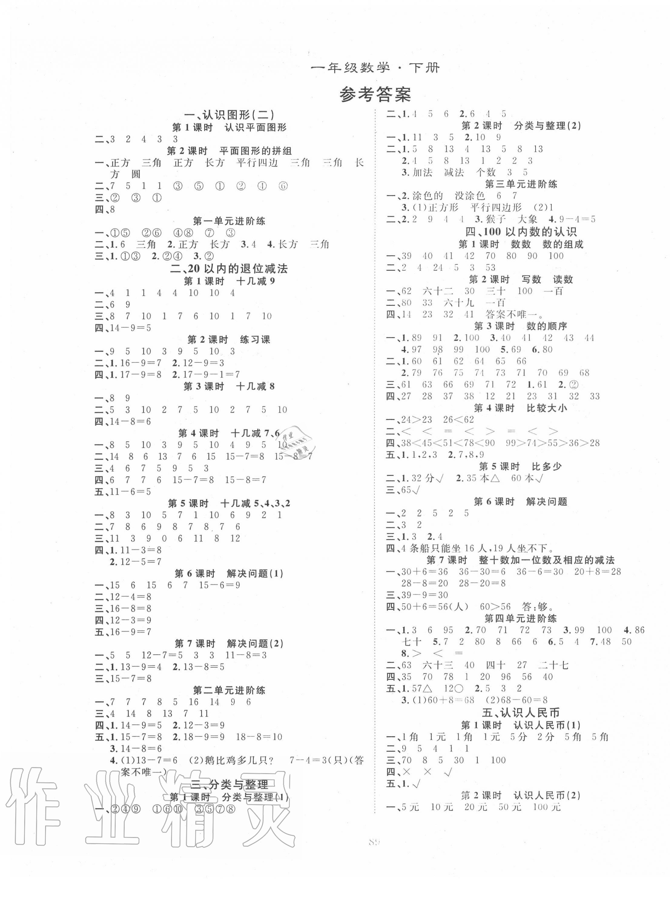 2020年優(yōu)質(zhì)課堂快樂成長一年級數(shù)學下冊人教版 第1頁