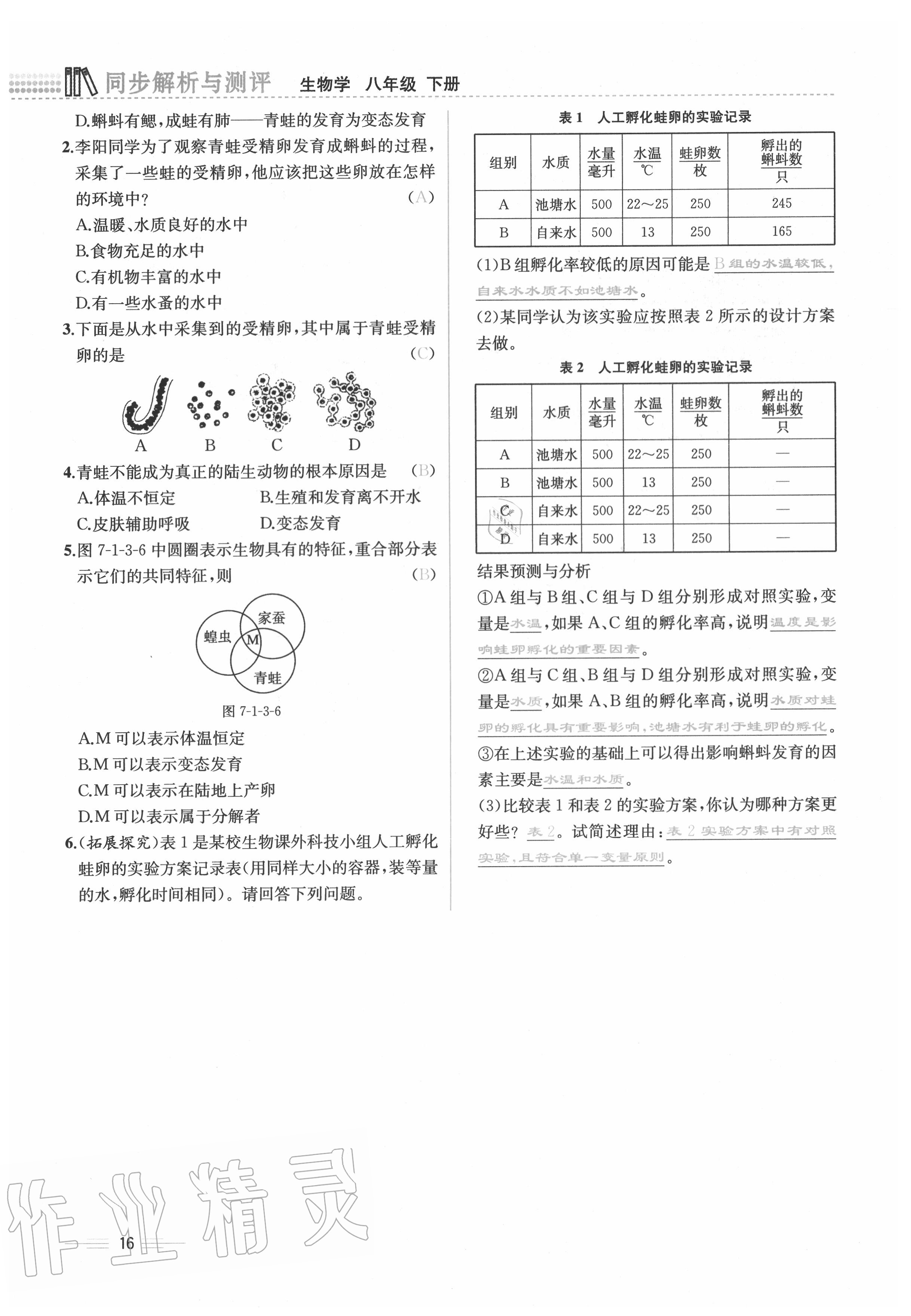 2020年人教金學(xué)典同步解析與測(cè)評(píng)八年級(jí)生物下冊(cè)人教版云南專版 第16頁