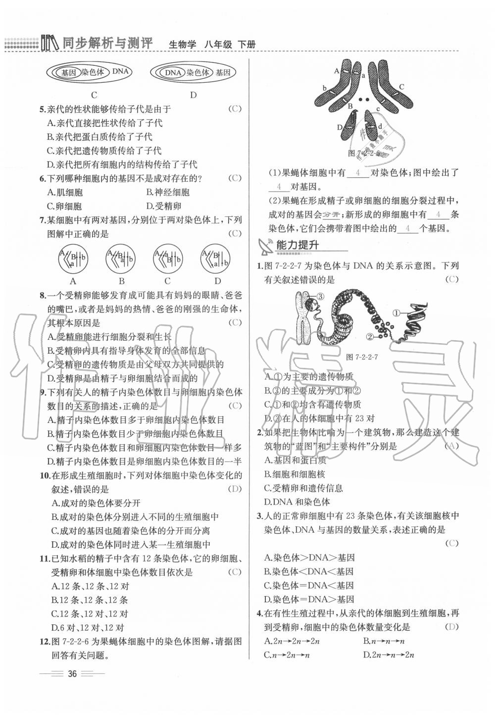 2020年人教金學典同步解析與測評八年級生物下冊人教版云南專版 第36頁