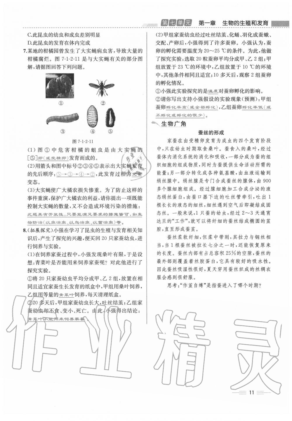 2020年人教金學(xué)典同步解析與測(cè)評(píng)八年級(jí)生物下冊(cè)人教版云南專版 第11頁(yè)