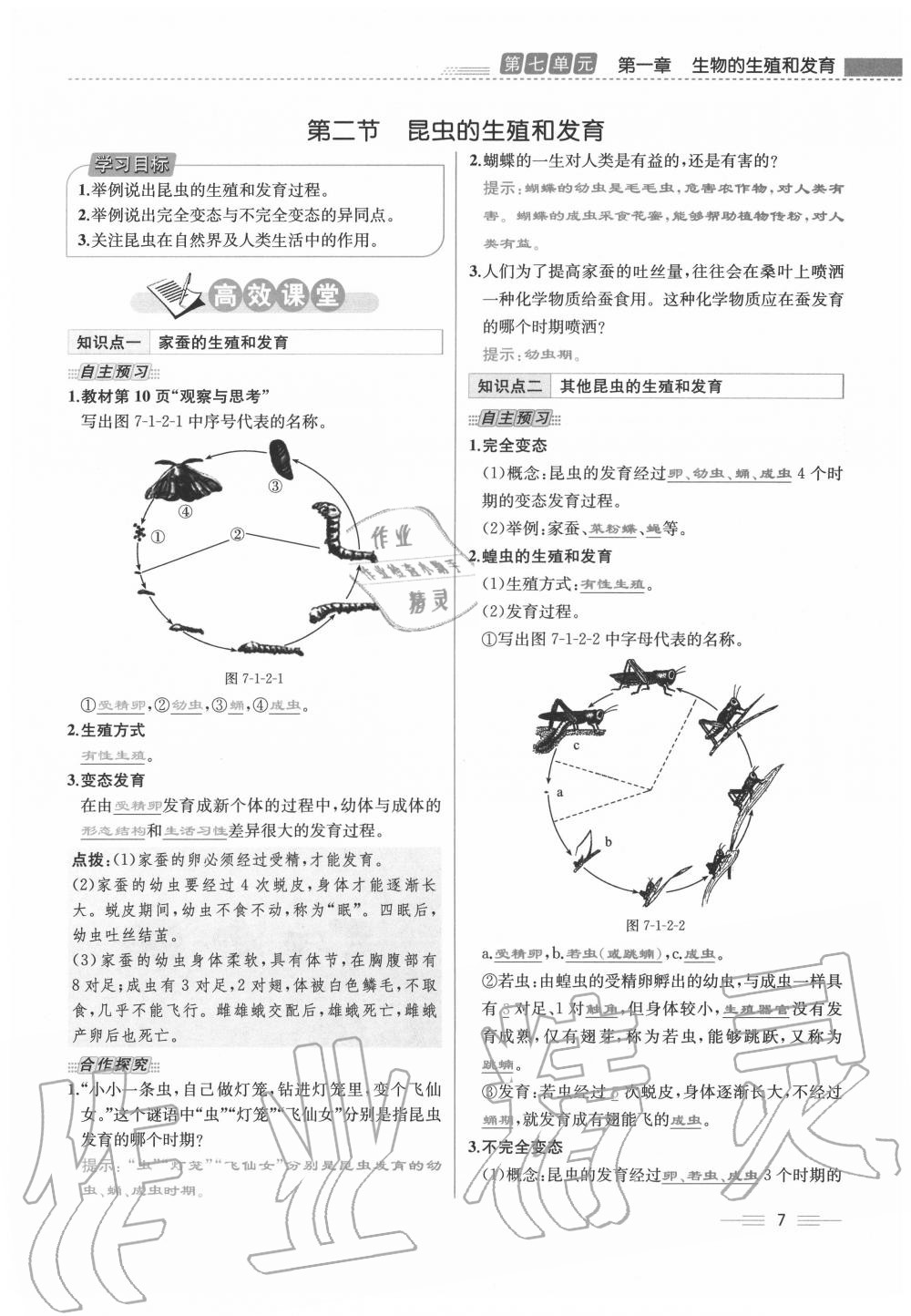 2020年人教金學(xué)典同步解析與測(cè)評(píng)八年級(jí)生物下冊(cè)人教版云南專版 第7頁