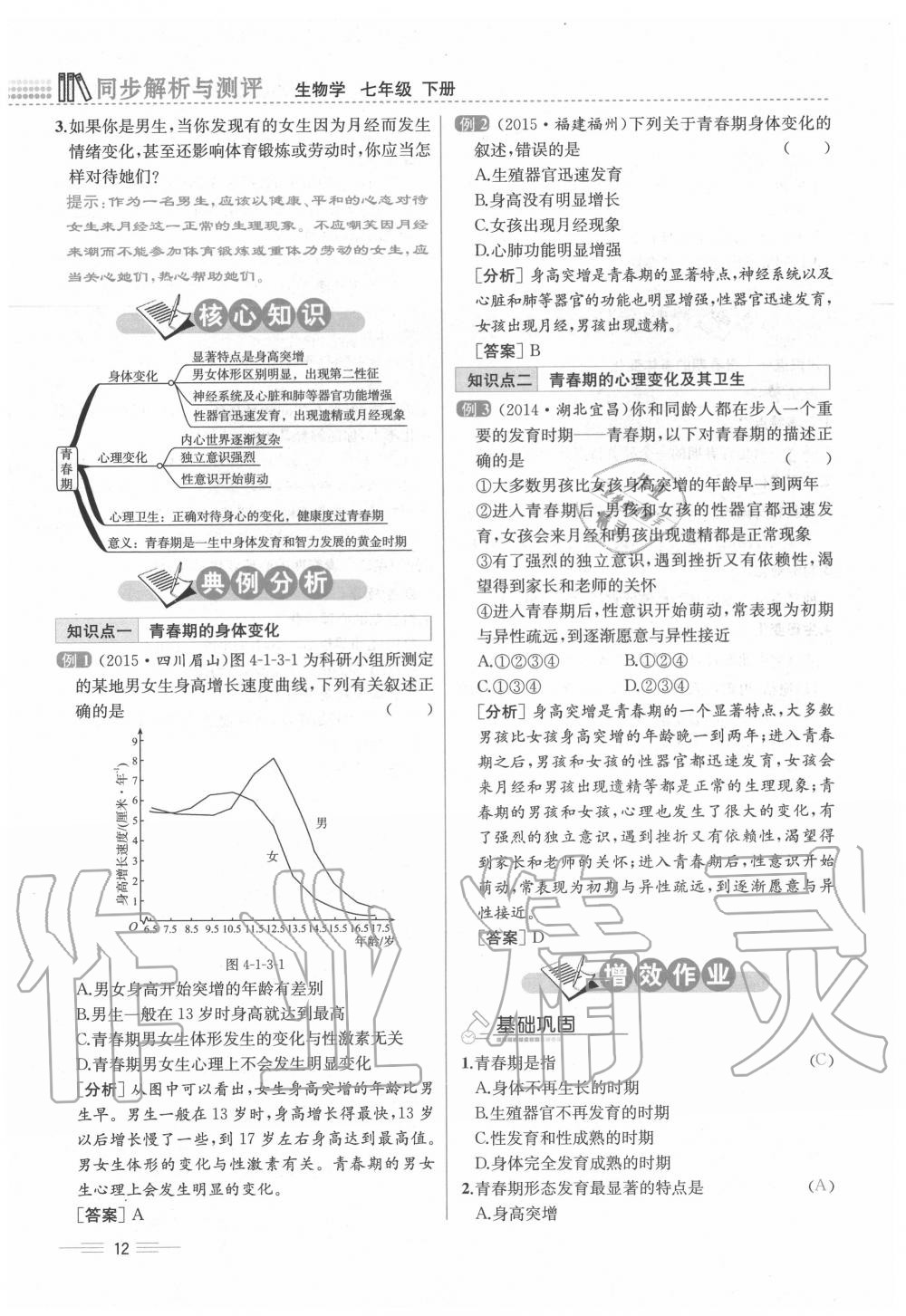 2020年人教金學(xué)典同步解析與測(cè)評(píng)七年級(jí)生物下冊(cè)人教版云南專(zhuān)版 第12頁(yè)