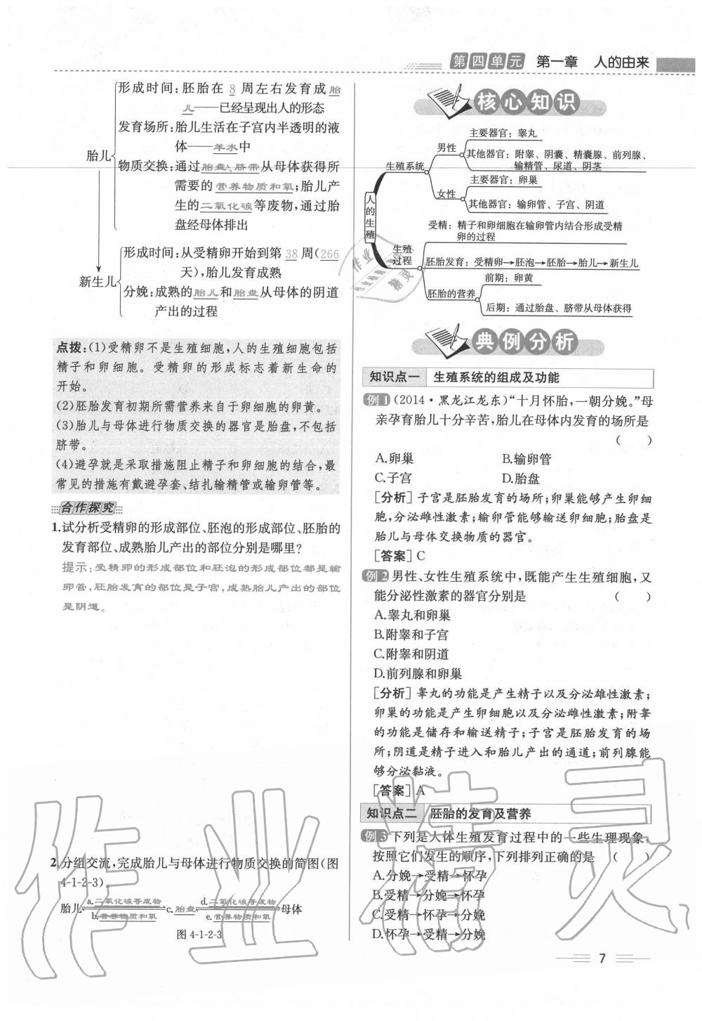 2020年人教金學典同步解析與測評七年級生物下冊人教版云南專版 第7頁