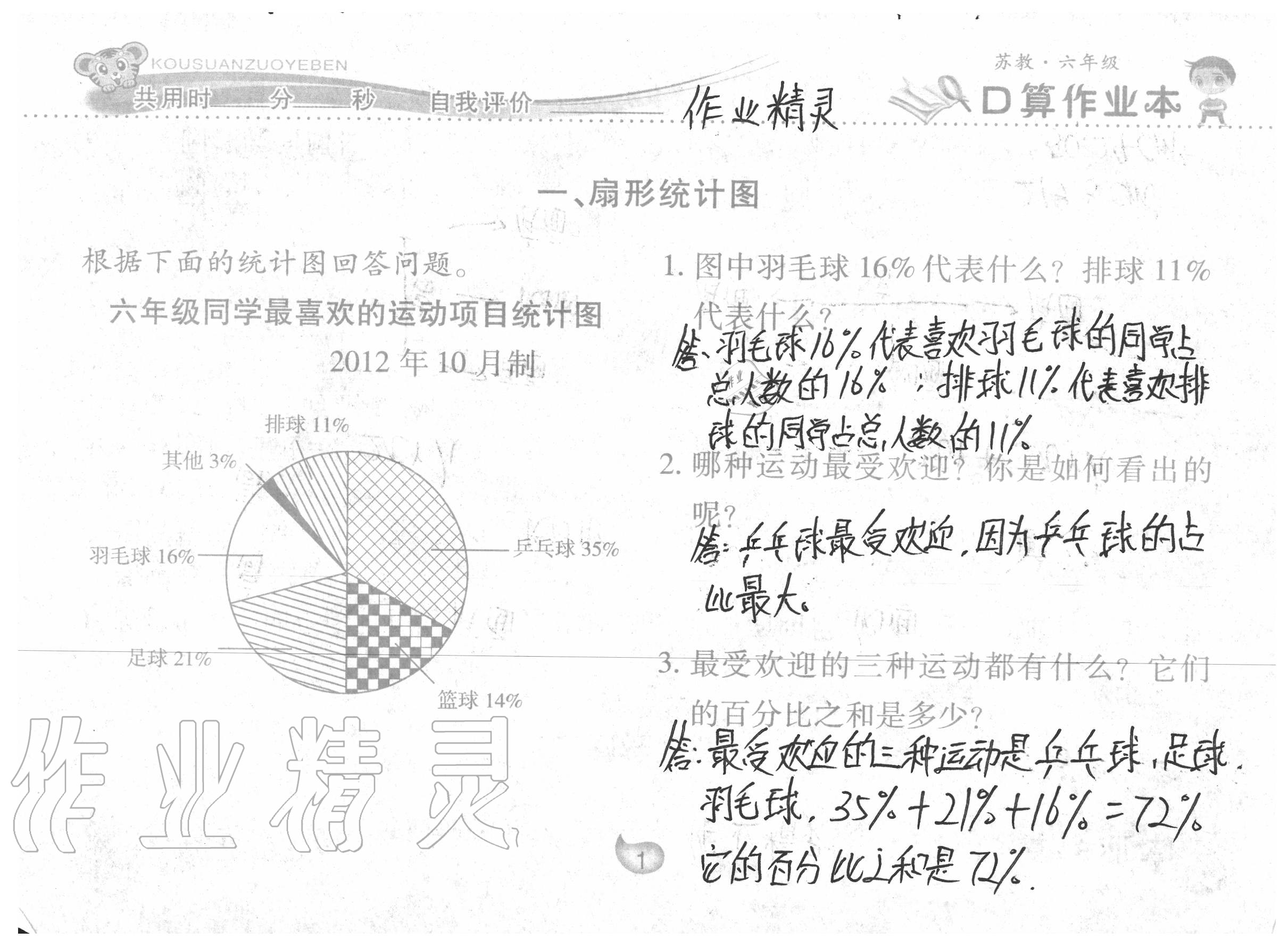 2020年口算作業(yè)本六年級數(shù)學(xué)下冊蘇教版 參考答案第1頁