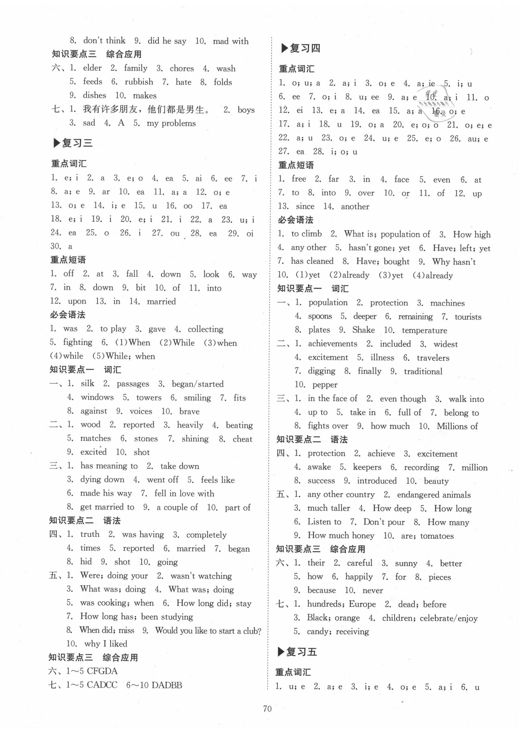 2020年期末復(fù)習(xí)沖刺卷100分八年級英語下冊人教版 參考答案第2頁