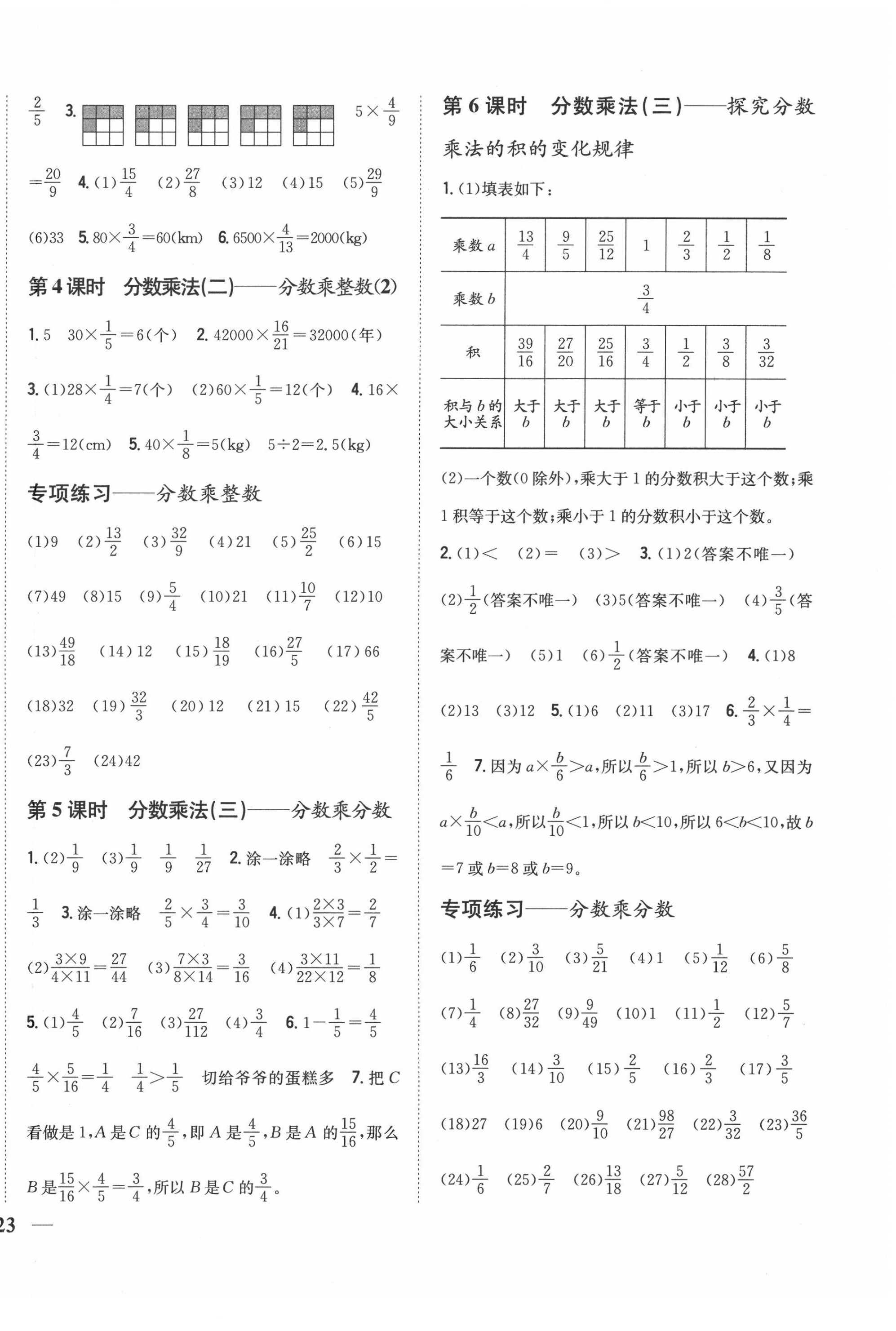 2020年小學題幫五年級數學下冊北師大版 參考答案第6頁