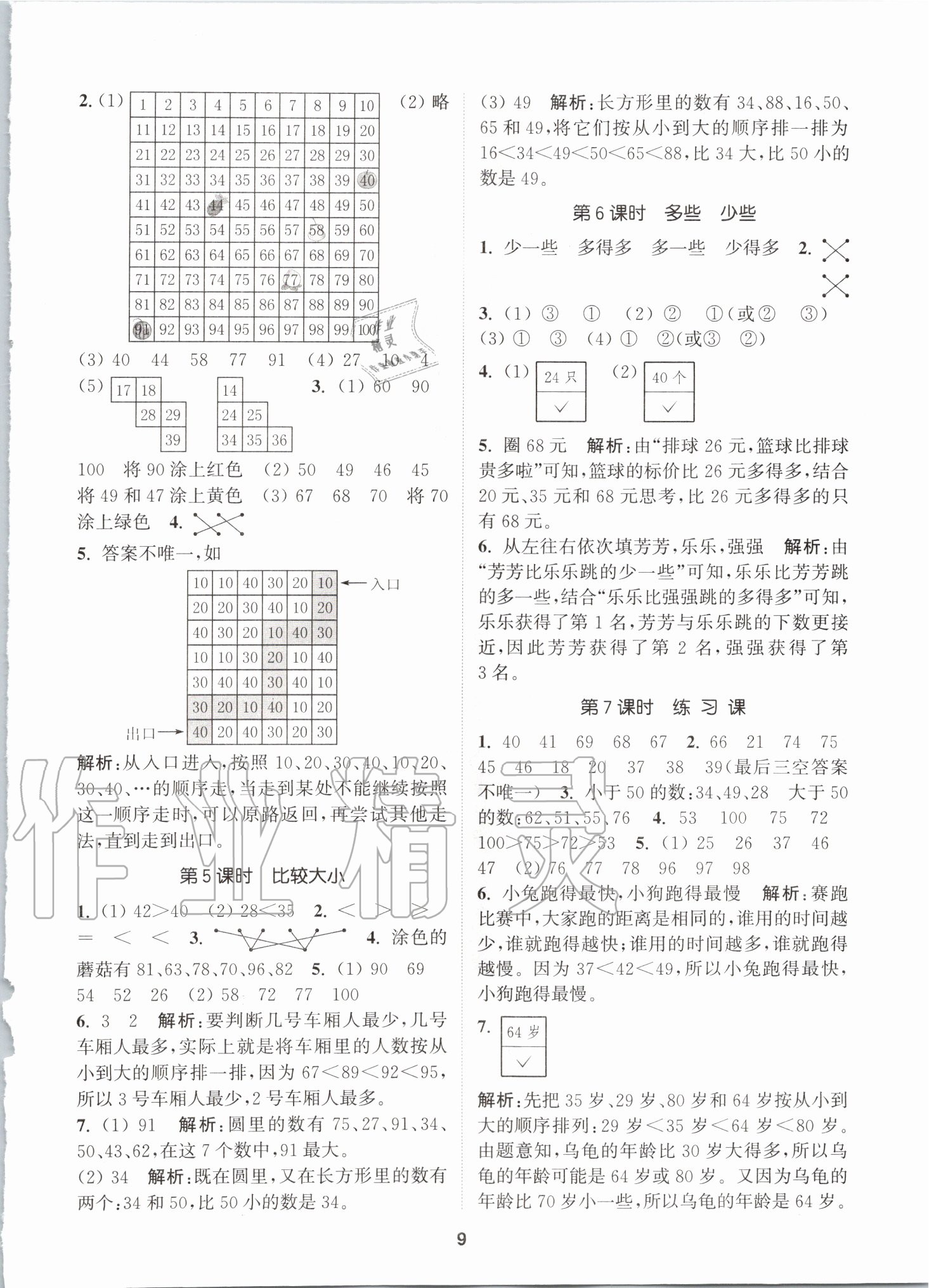 2020年拔尖特訓(xùn)一年級數(shù)學(xué)下冊人教版 參考答案第8頁