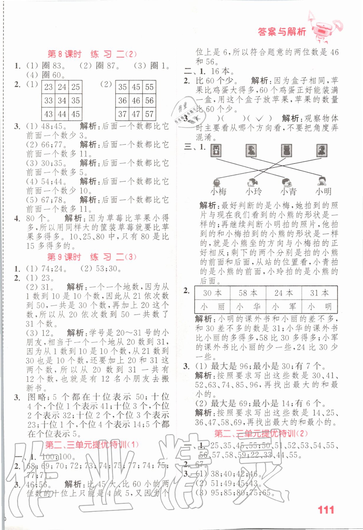 2020年小學(xué)數(shù)學(xué)提優(yōu)能手一年級(jí)數(shù)學(xué)下冊(cè)北師大版 參考答案第5頁