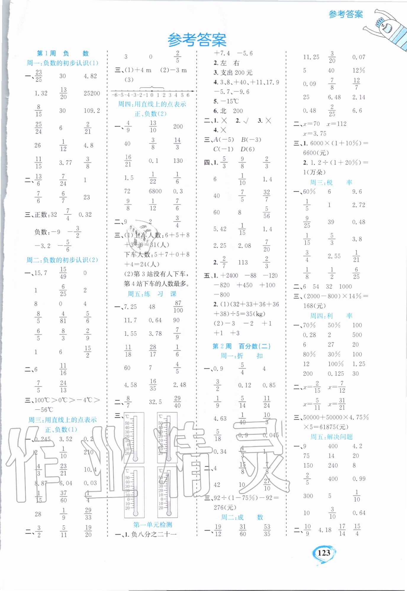 2020年小學(xué)數(shù)學(xué)計算全能六年級數(shù)學(xué)下冊人教版 第1頁