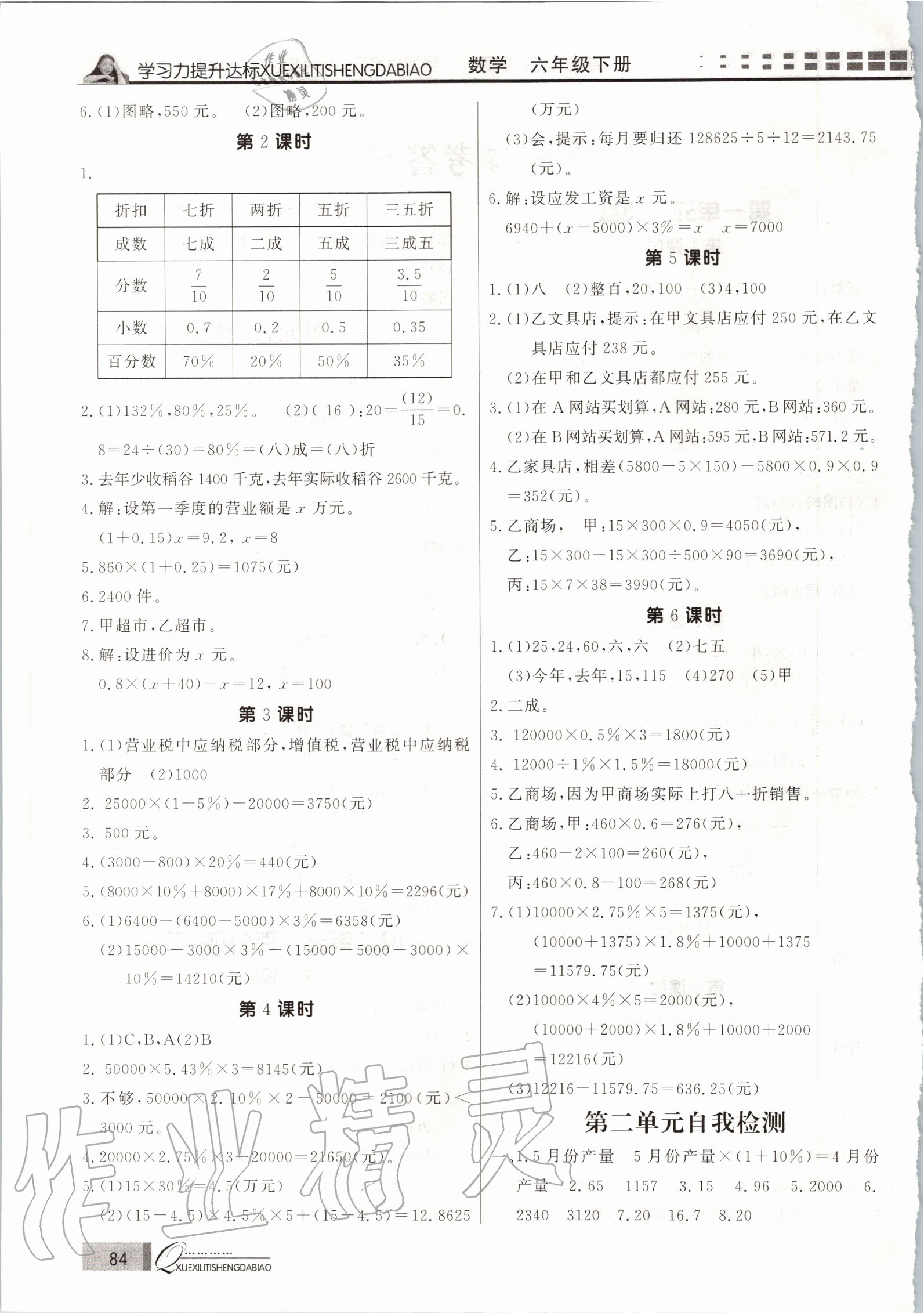 2020年花山小狀元學習力提升達標六年級數(shù)學下冊人教版 第2頁