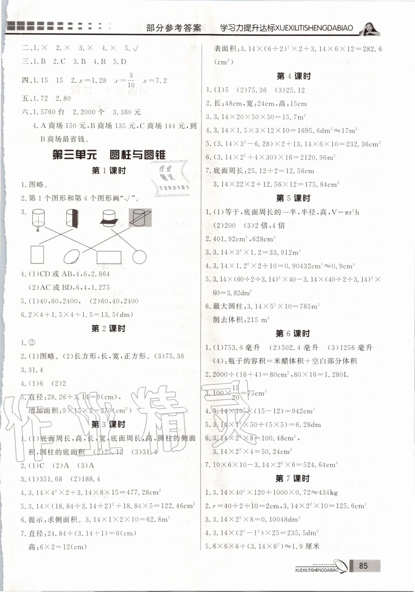 2020年花山小狀元學(xué)習力提升達標六年級數(shù)學(xué)下冊人教版 第3頁