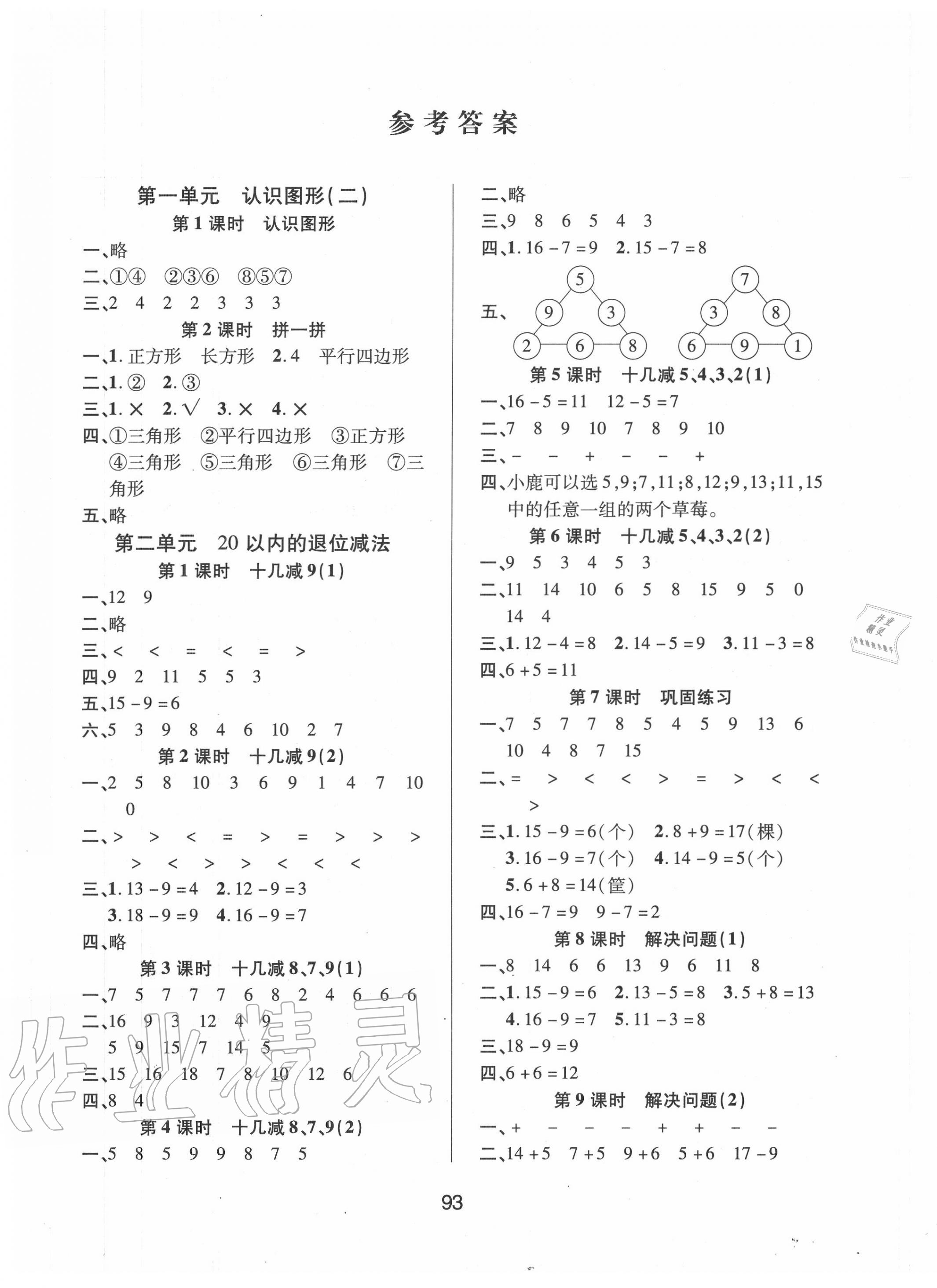 2020年創(chuàng)新學(xué)習(xí)三級訓(xùn)練課時特訓(xùn)一年級數(shù)學(xué)下冊人教版 第1頁