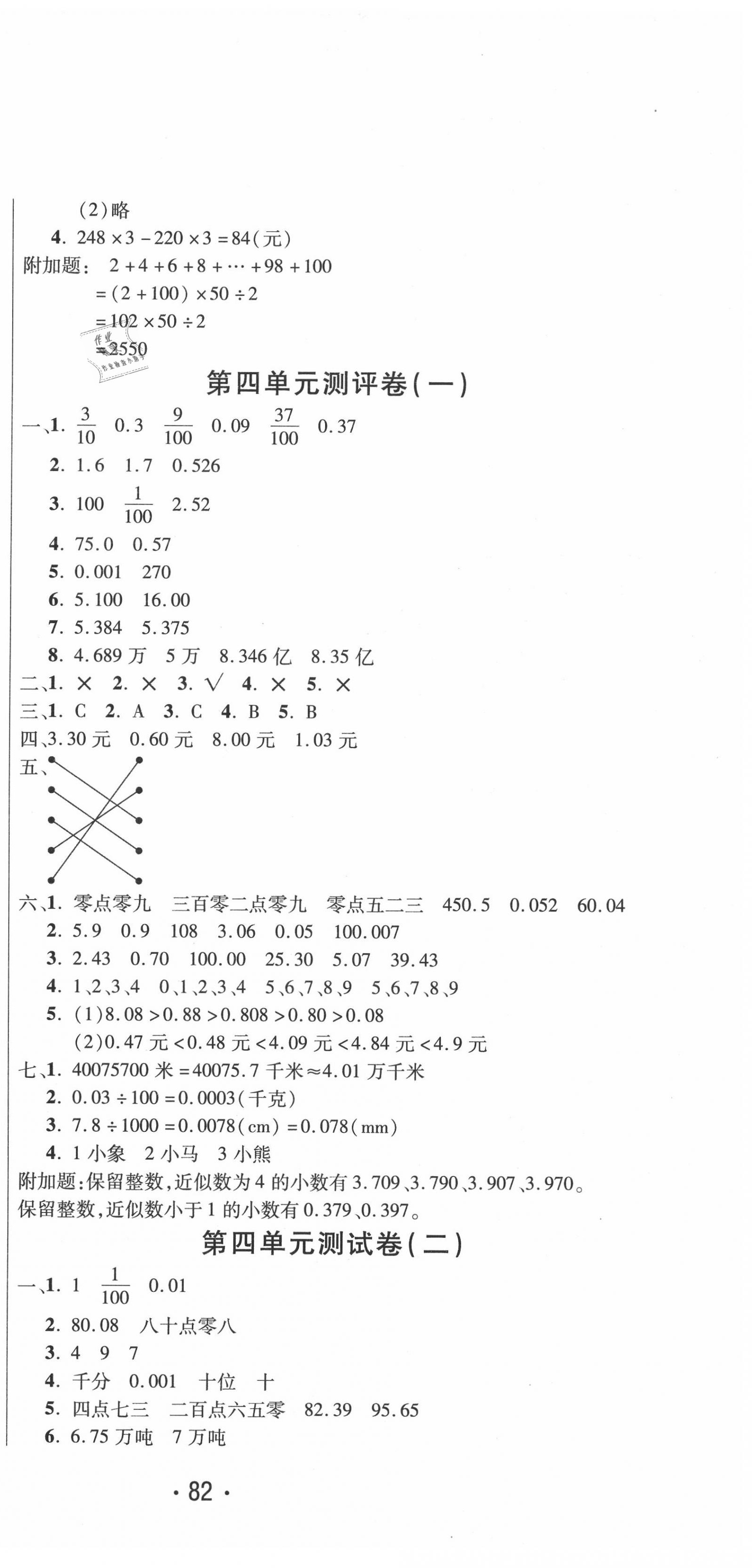 2020年創(chuàng)新考王完全試卷四年級數(shù)學(xué)下冊人教版 參考答案第3頁