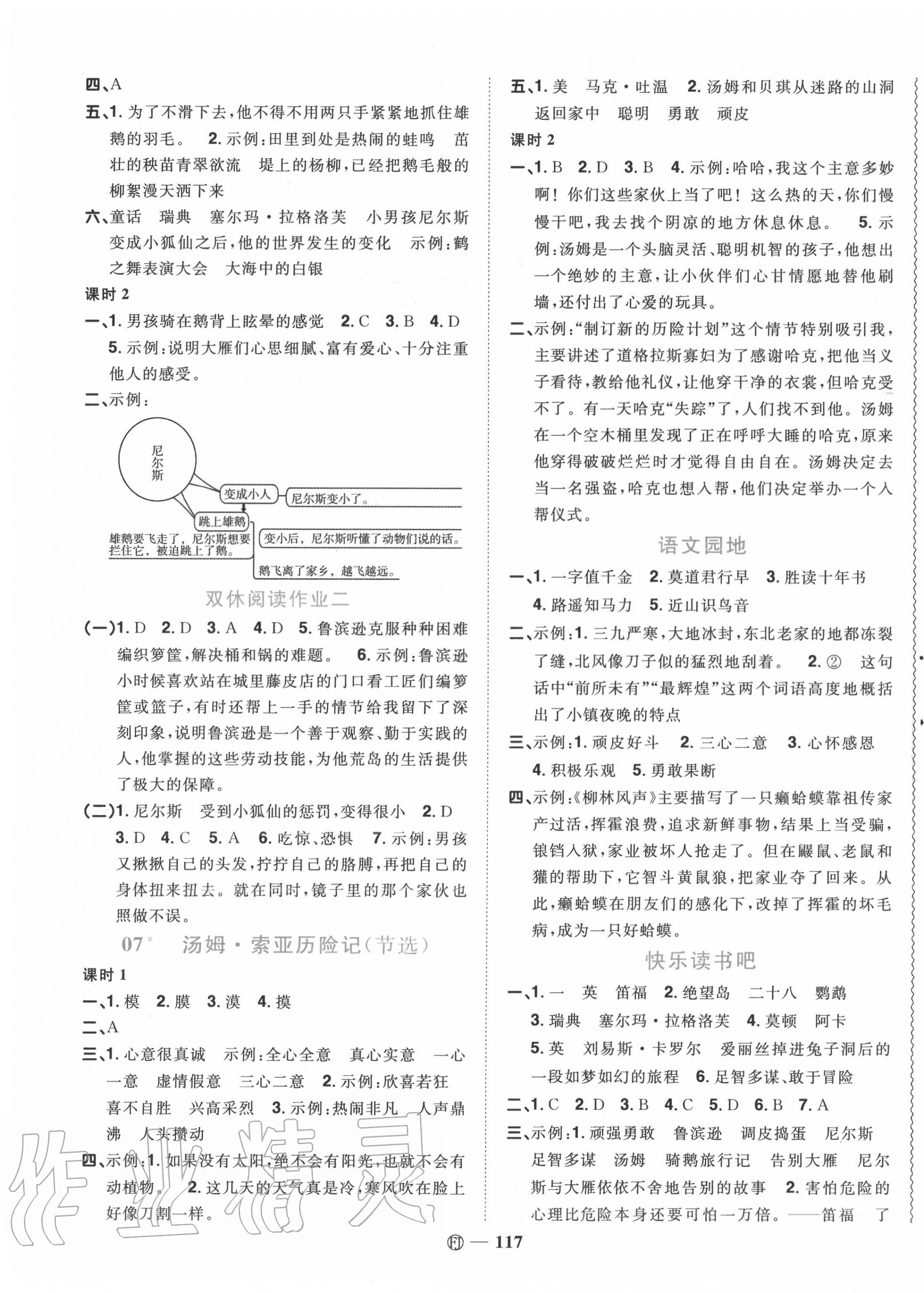 2020年陽光同學課時優(yōu)化作業(yè)六年級語文下冊人教版福建專版 參考答案第3頁