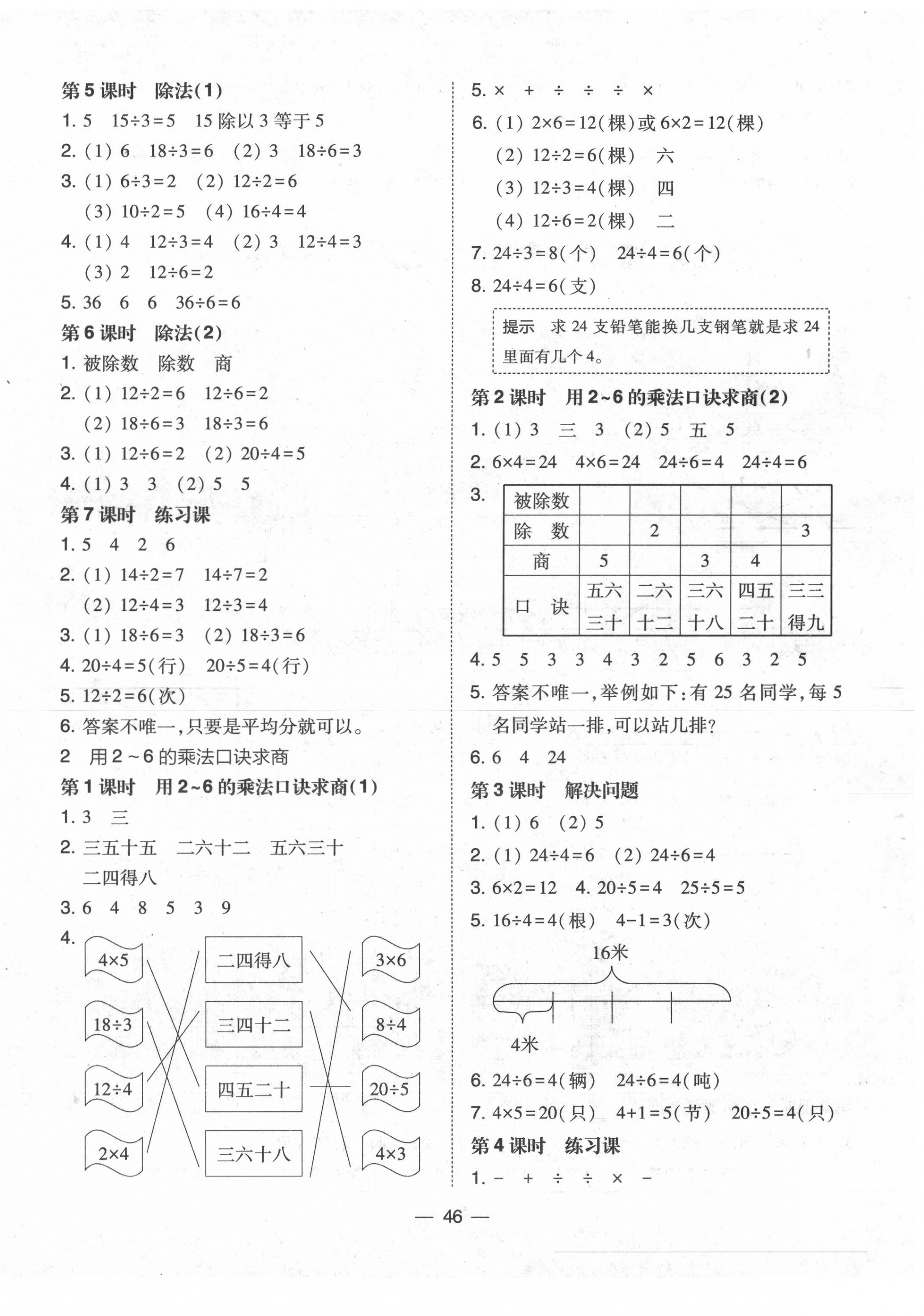 2020年北大綠卡二年級數(shù)學(xué)下冊人教版中山專版 參考答案第2頁