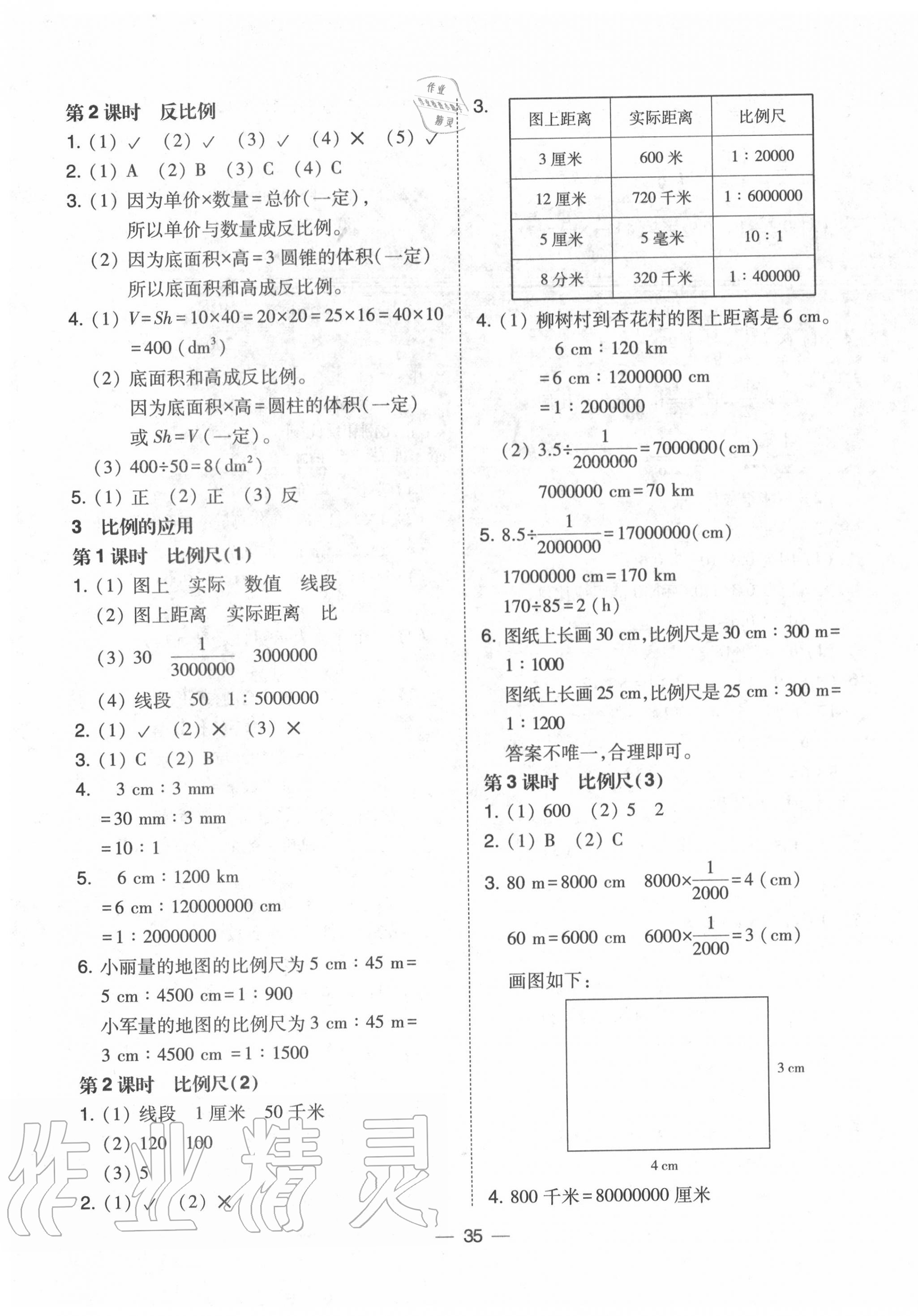 2020年北大绿卡六年级数学下册人教版中山专版 参考答案第7页