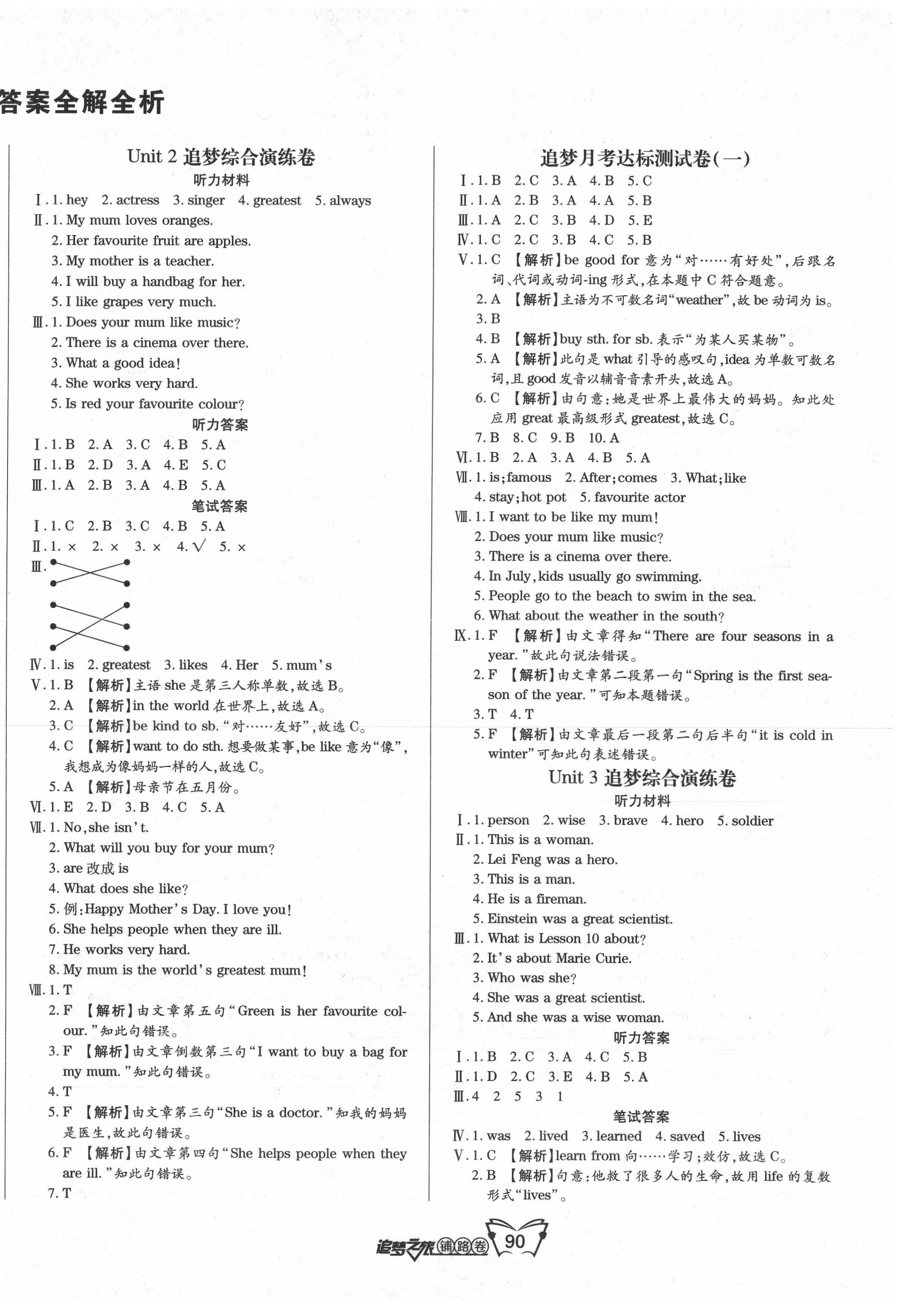 2020年追夢之旅鋪路卷六年級英語下冊魯湘版 第2頁