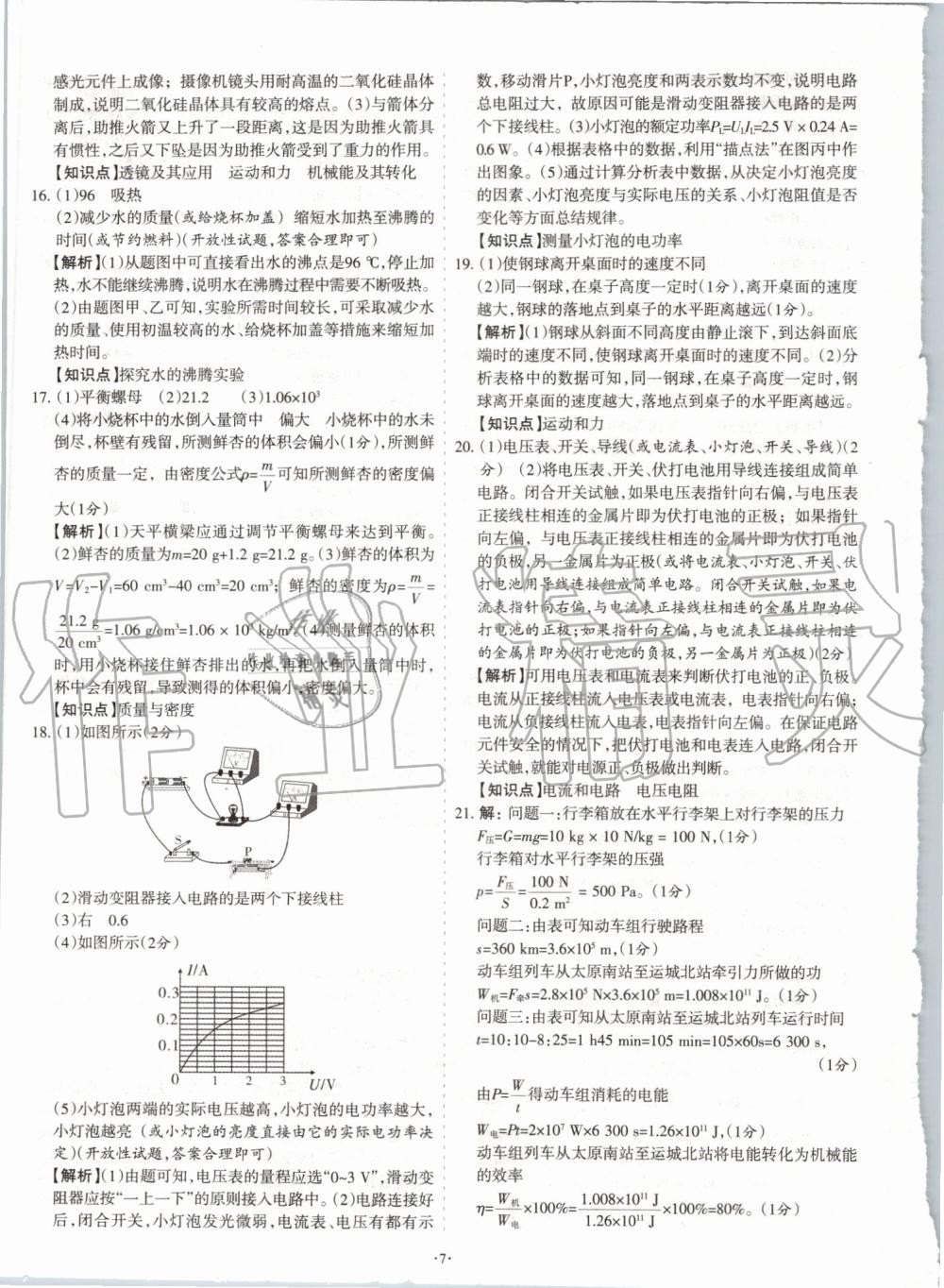2020年山西中考試題匯編物理 參考答案第7頁